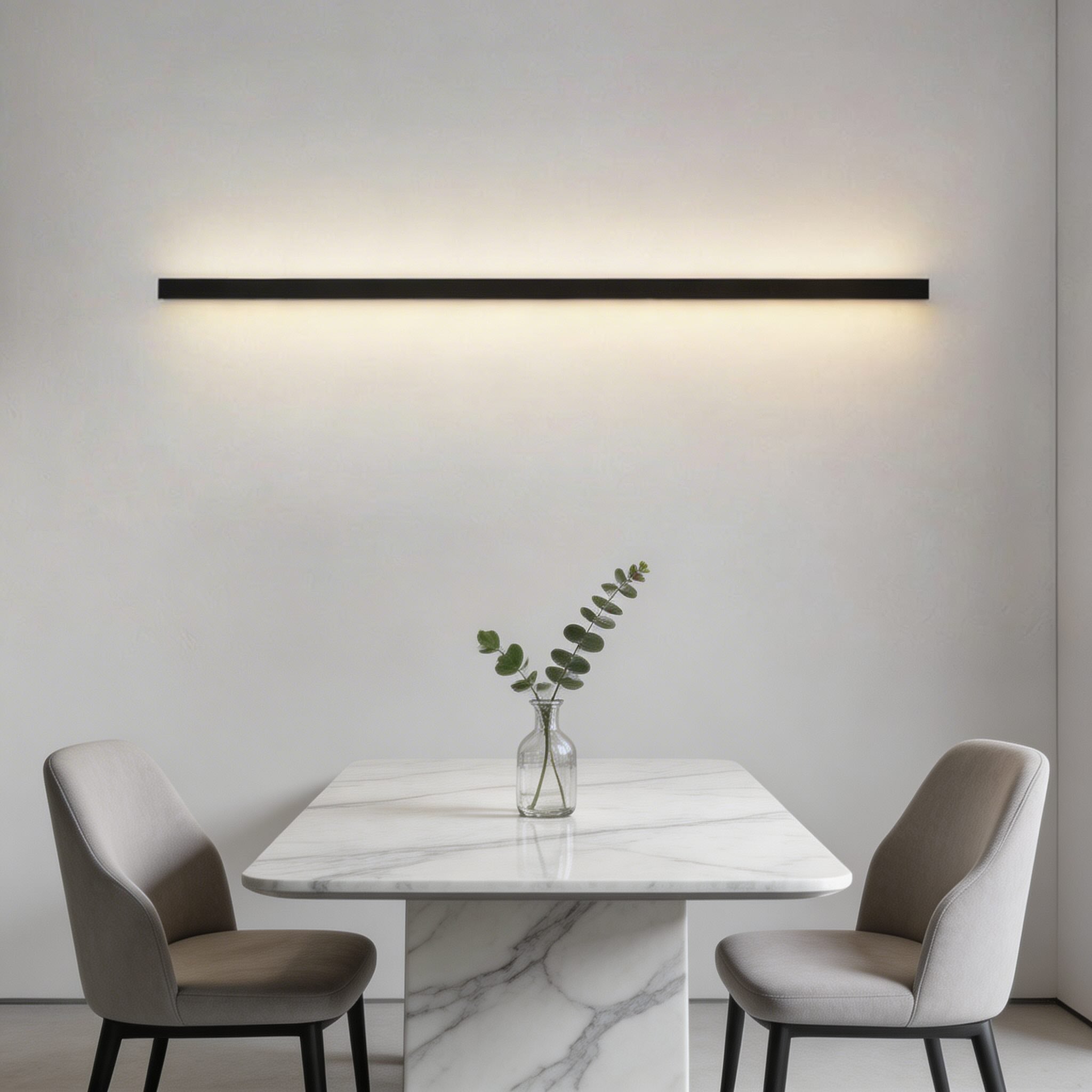 Applique murale linéaire moderne, en aluminium, avec lampe LED et diffuseur en acrylique à intensité réglable pour un éclairage d’ambiance | ribuella
