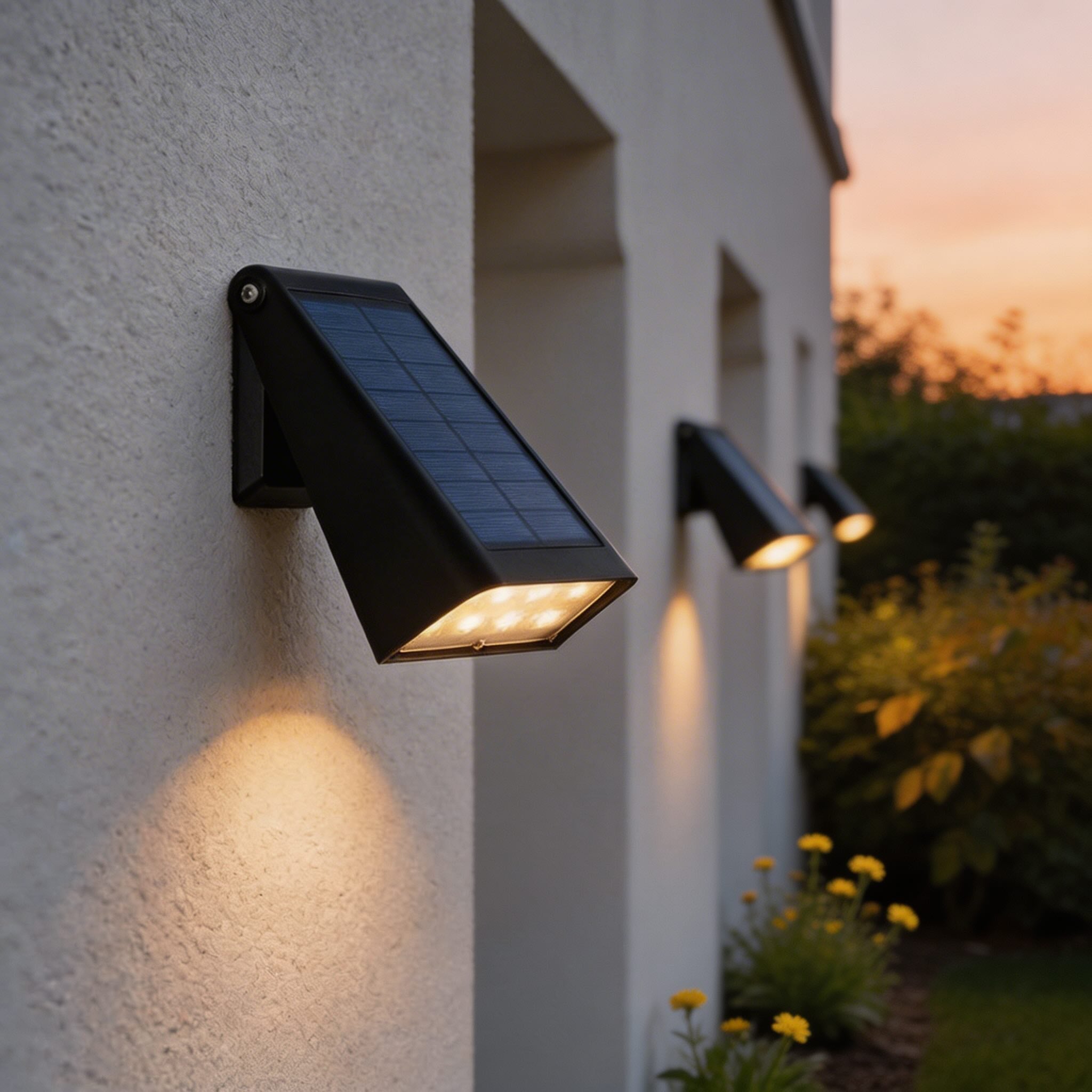 Modern Outdoor Wall Light Solar Powered Adjustable LED Black Waterproof Sconce | ribuella