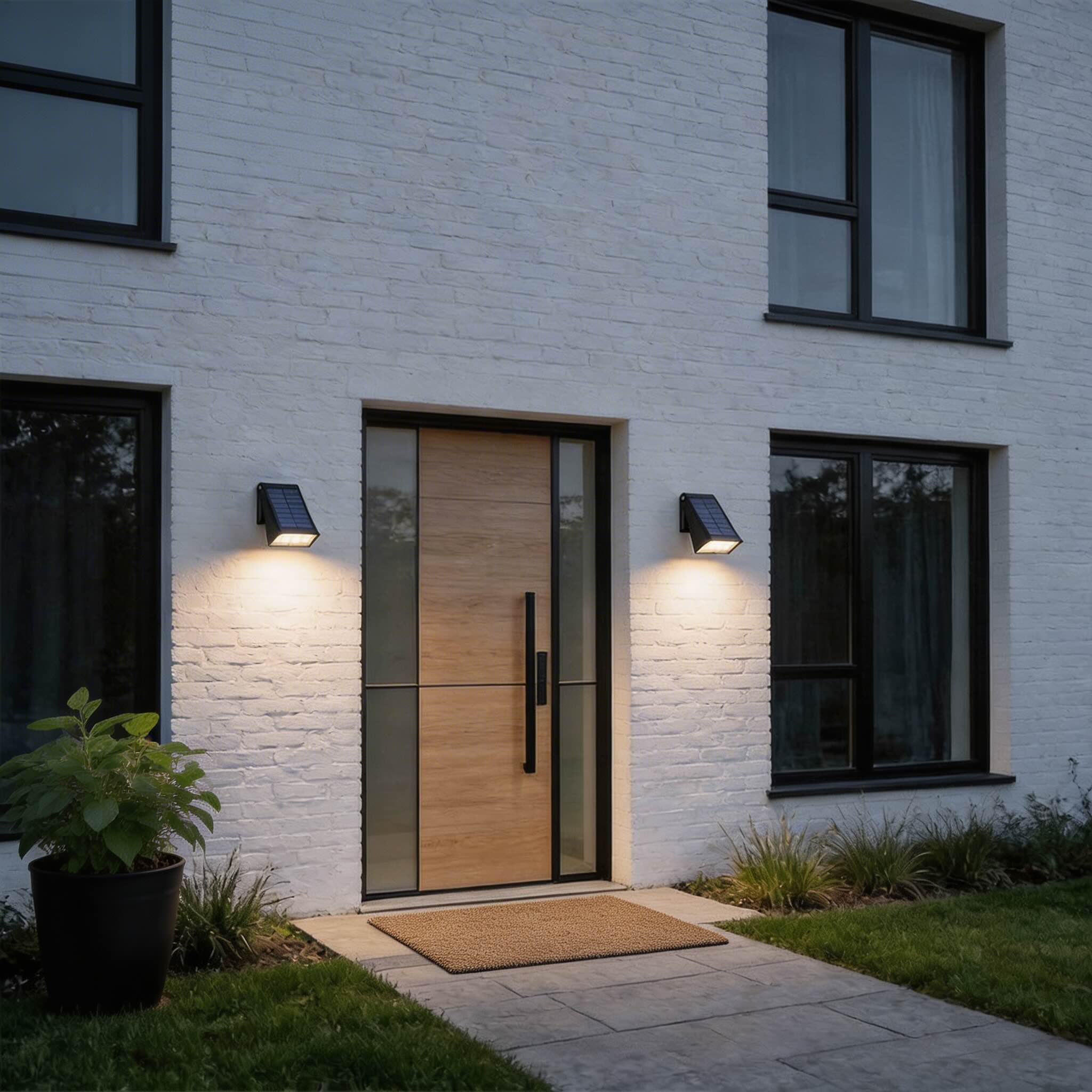 Modern Outdoor Wall Light Solar Powered Adjustable LED Black Waterproof Sconce | ribuella