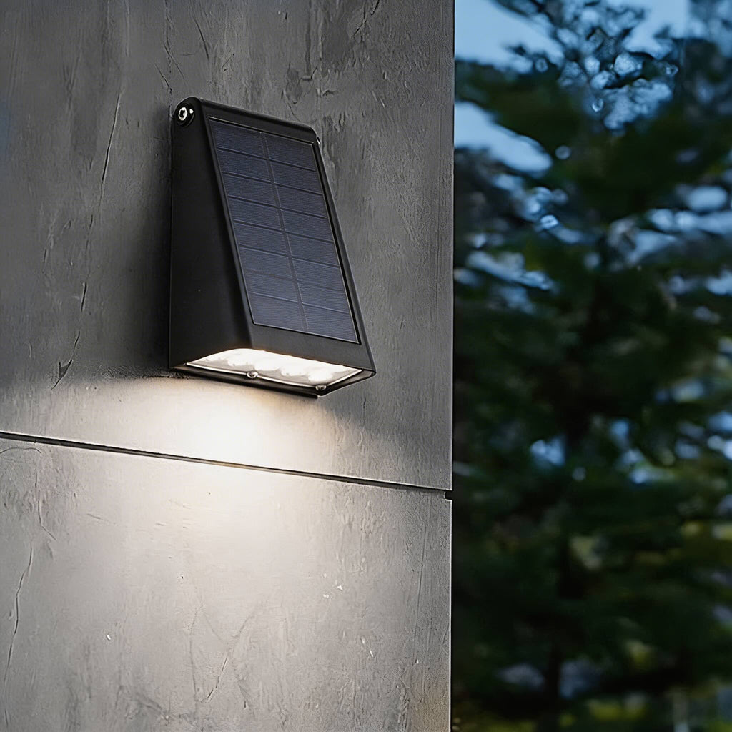 Modern Outdoor Wall Light Solar Powered Adjustable LED Black Waterproof Sconce | ribuella