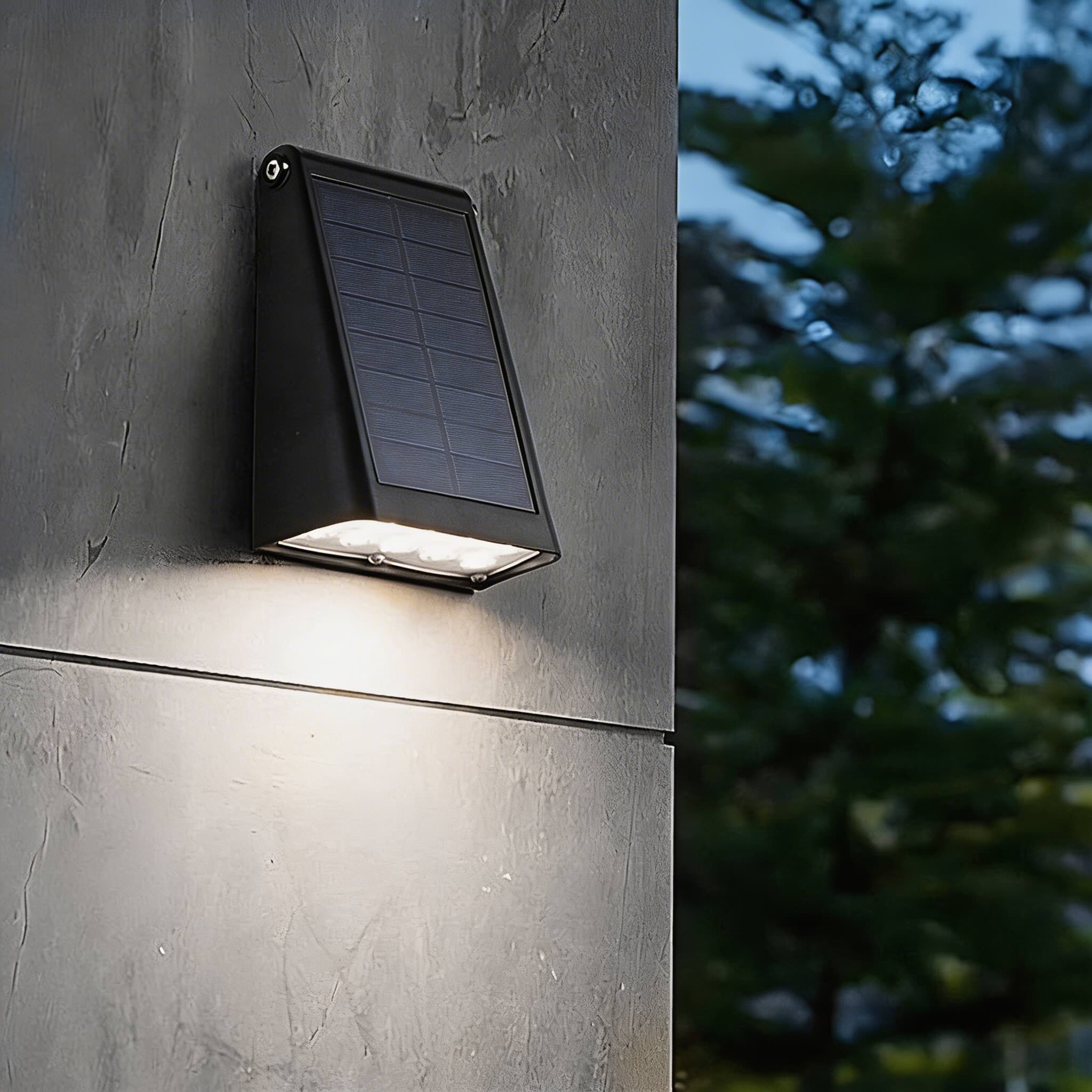 Modern Outdoor Wall Light Solar Powered Adjustable LED Black Waterproof Sconce | ribuella