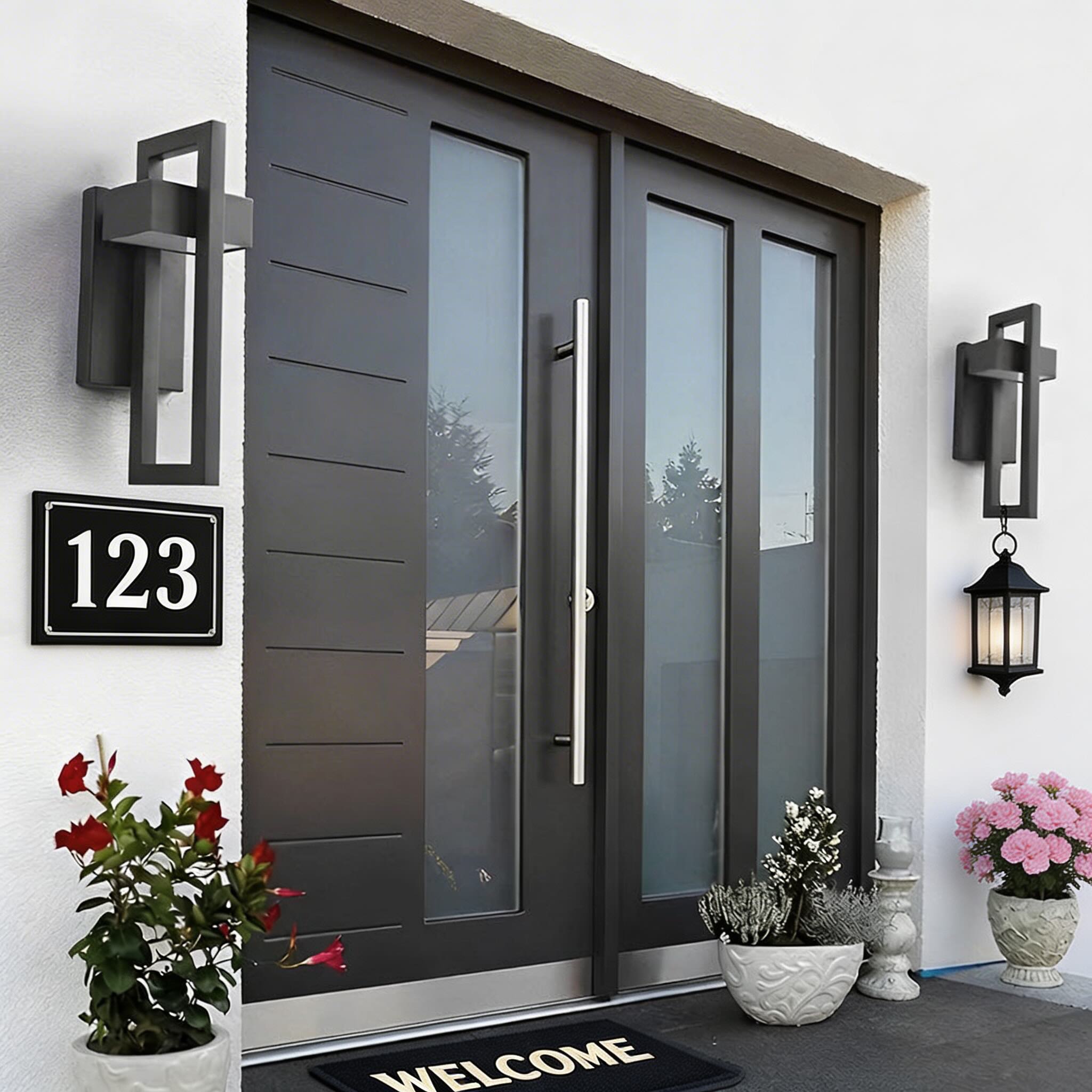 Applique murale extérieure noire moderne, montage mural, en acier inoxydable, LED, étanche IP65, 12W | ribuella