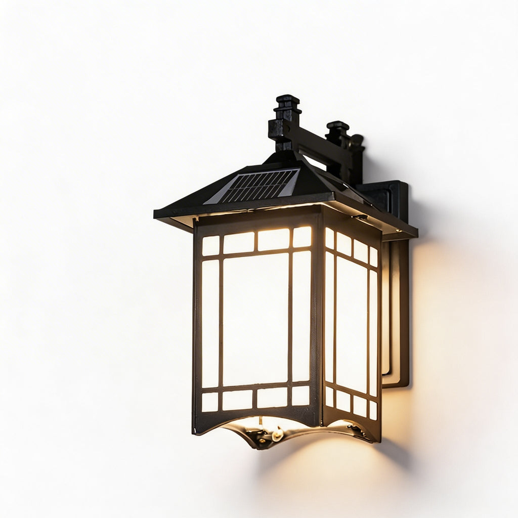 Solare Retro-Wandleuchte für den Außenbereich, zur Wandmontage, aus Aluminiumdruckguss mit Glasschirm und Bewegungssensor | ribuella