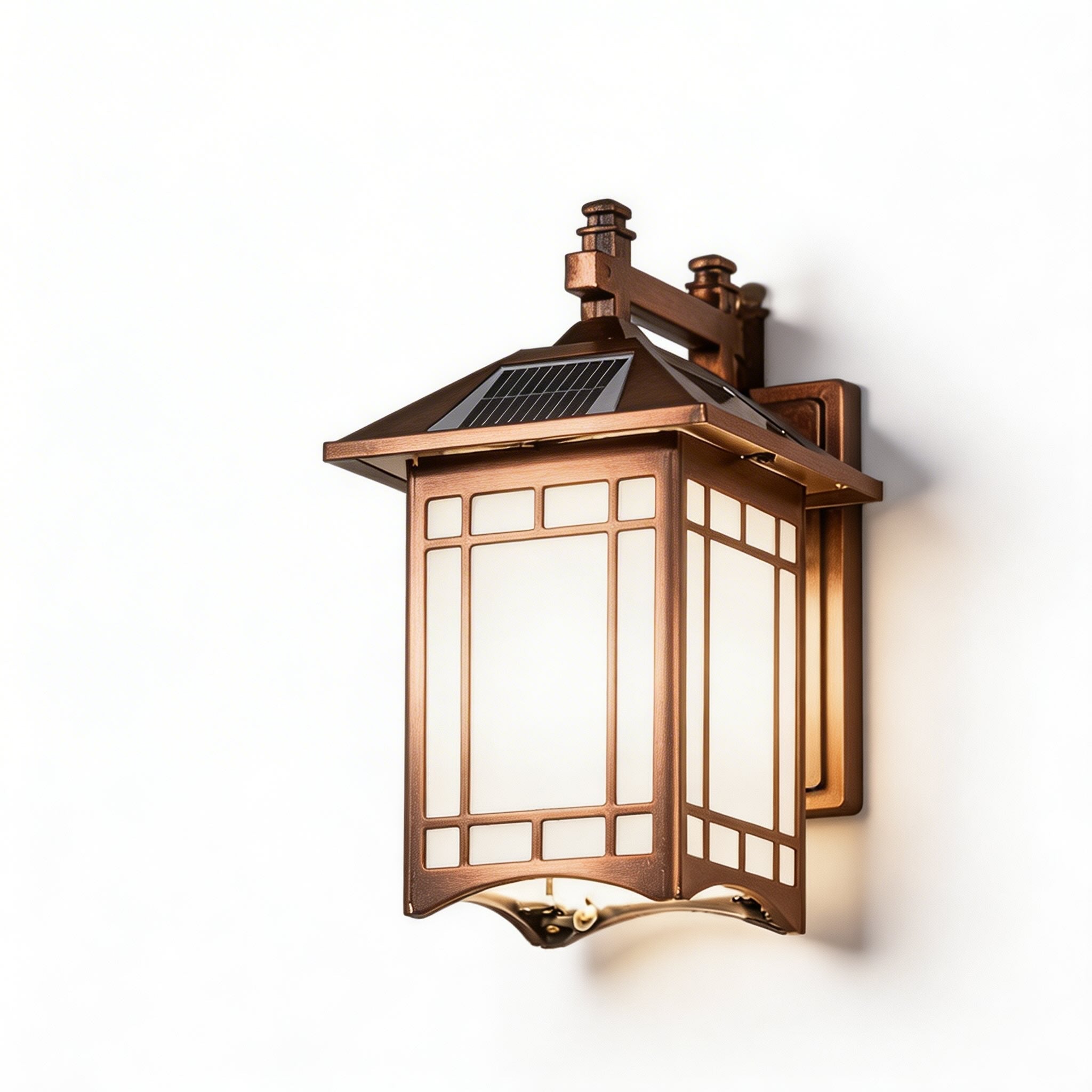 Solare Retro-Wandleuchte für den Außenbereich, zur Wandmontage, aus Aluminiumdruckguss mit Glasschirm und Bewegungssensor | ribuella
