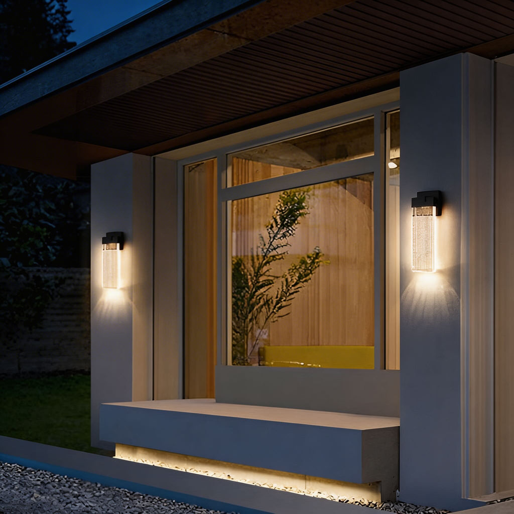 Applique murale extérieure noire moderne, montage mural, en aluminium moulé sous pression, LED COB étanche, blanc chaud 3000K | ribuella