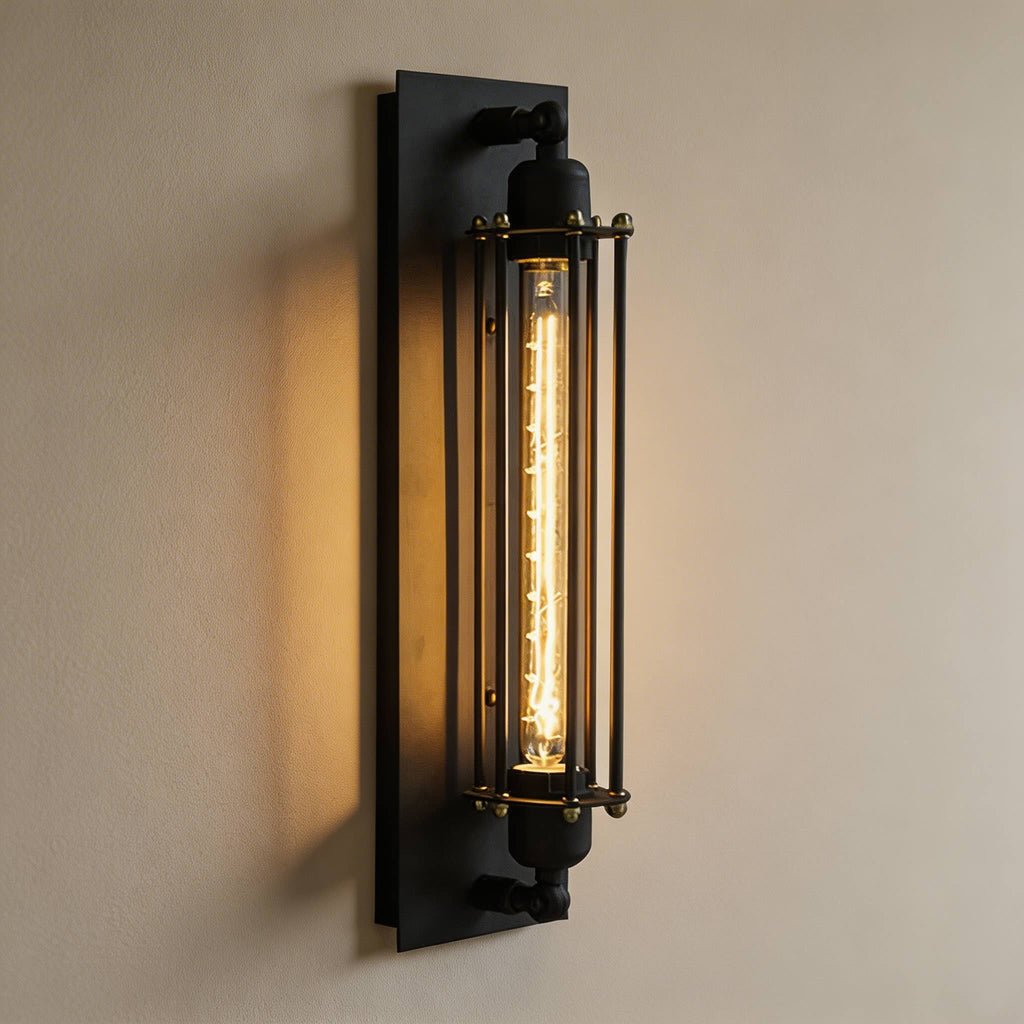 Industrial Wall Sconce Wall Mounted Black Iron LED Compatible Warm White Lighting | ribuella