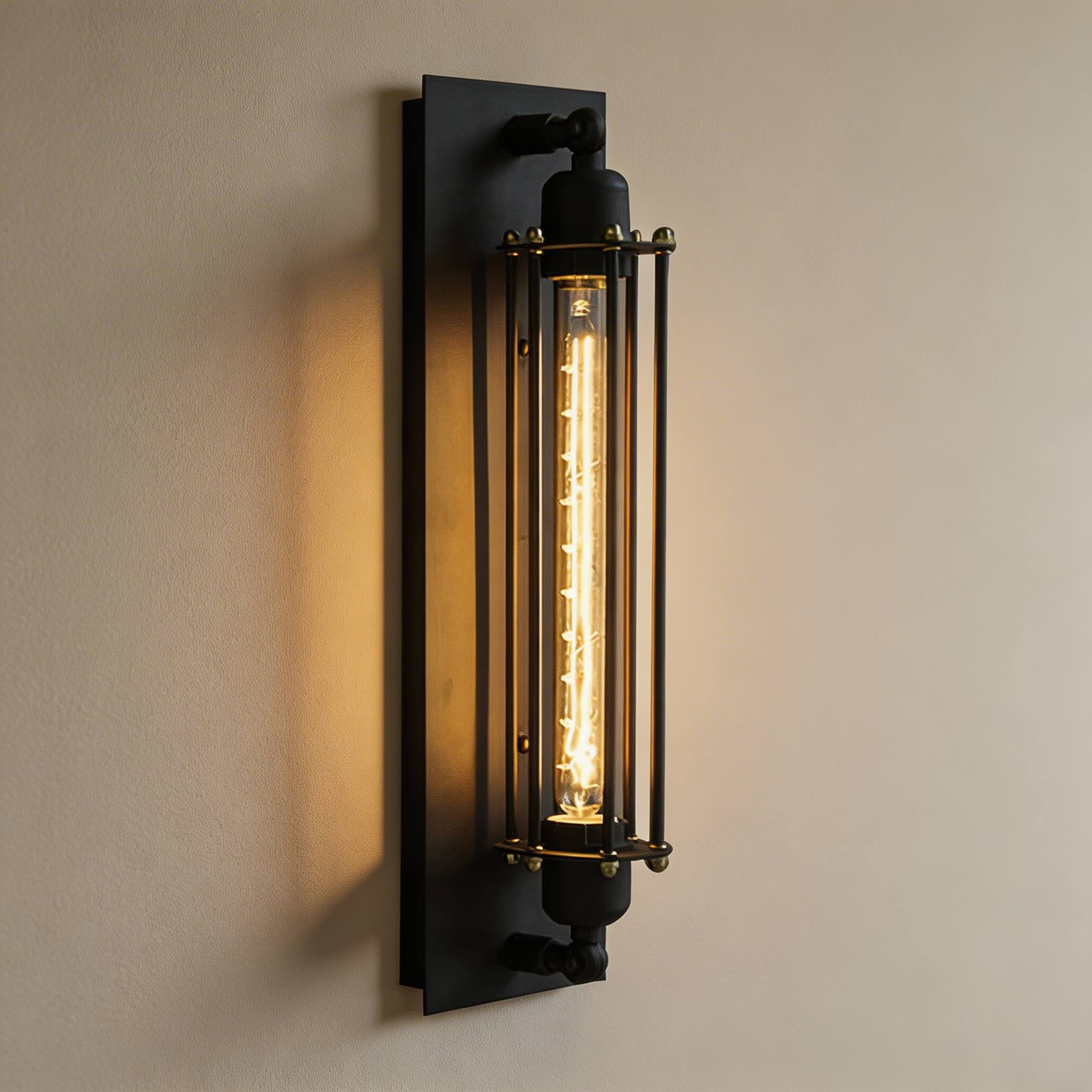 Industrial Wall Sconce Wall Mounted Black Iron LED Compatible Warm White Lighting | ribuella