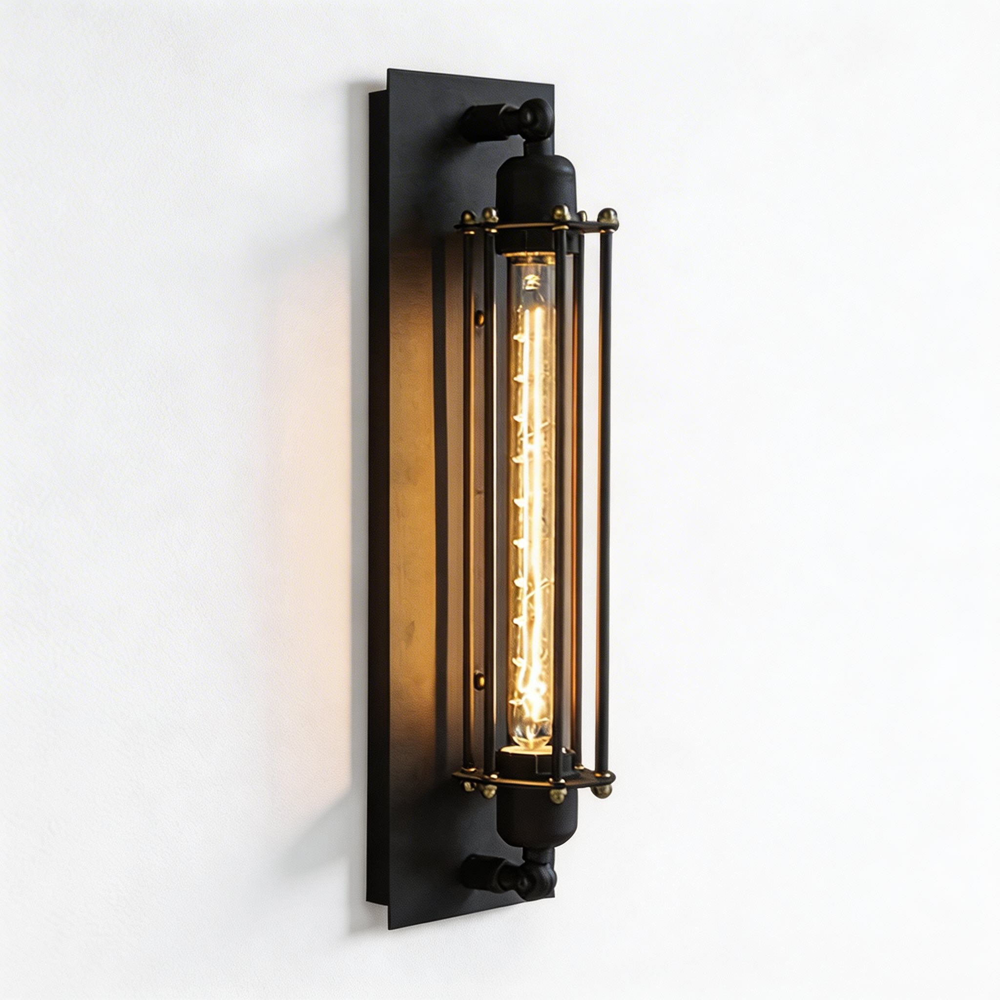 Industrial Wall Sconce Wall Mounted Black Iron LED Compatible Warm White Lighting | ribuella