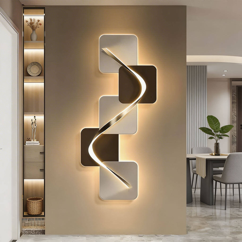 Modern Geometric LED Wall Light Wall Mounted MDF Base for Ambient Indoor Lighting | ribuella