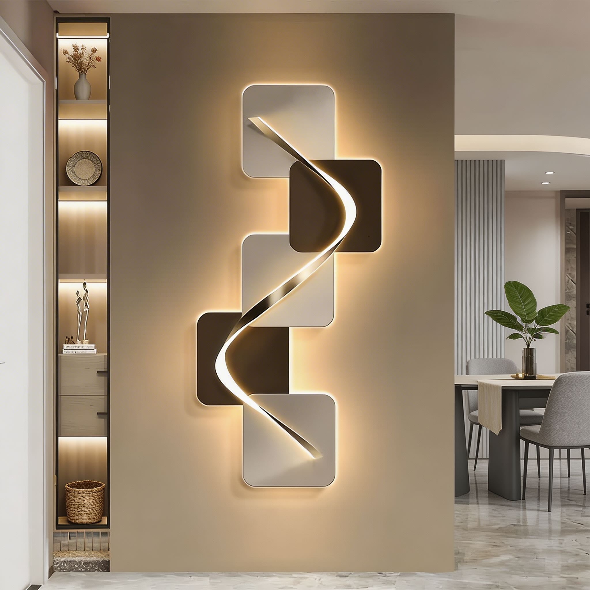 Modern Geometric LED Wall Light Wall Mounted MDF Base for Ambient Indoor Lighting | ribuella