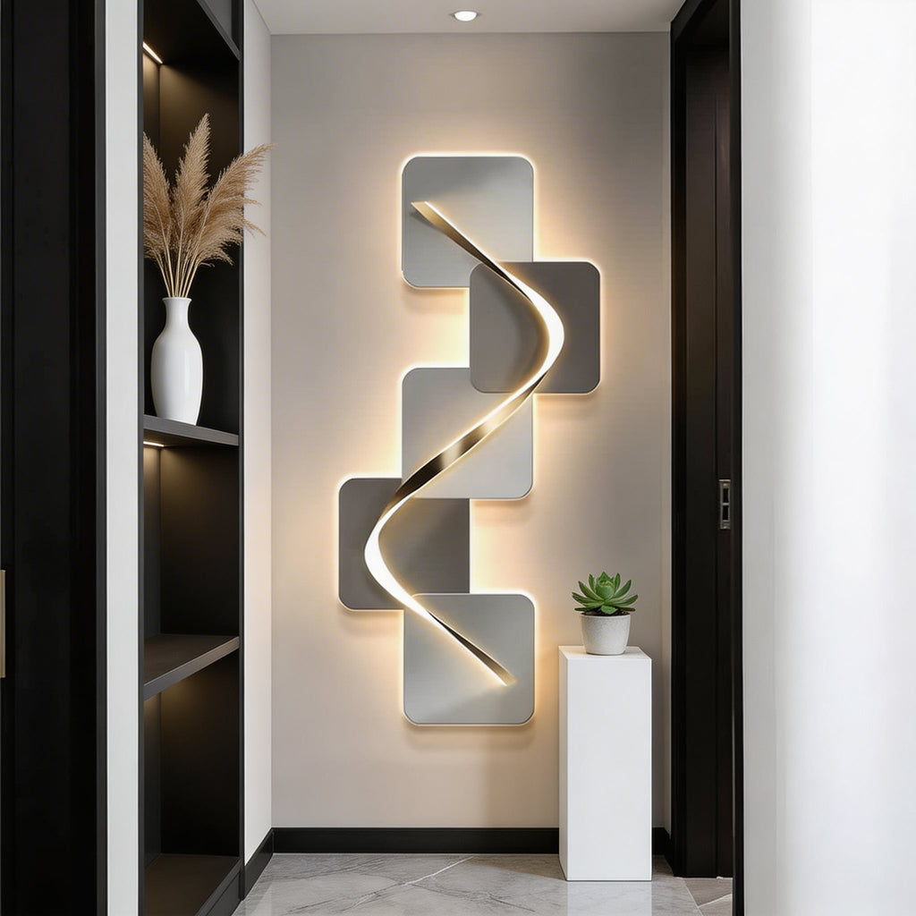 Modern Geometric LED Wall Light Wall Mounted MDF Base for Ambient Indoor Lighting | ribuella