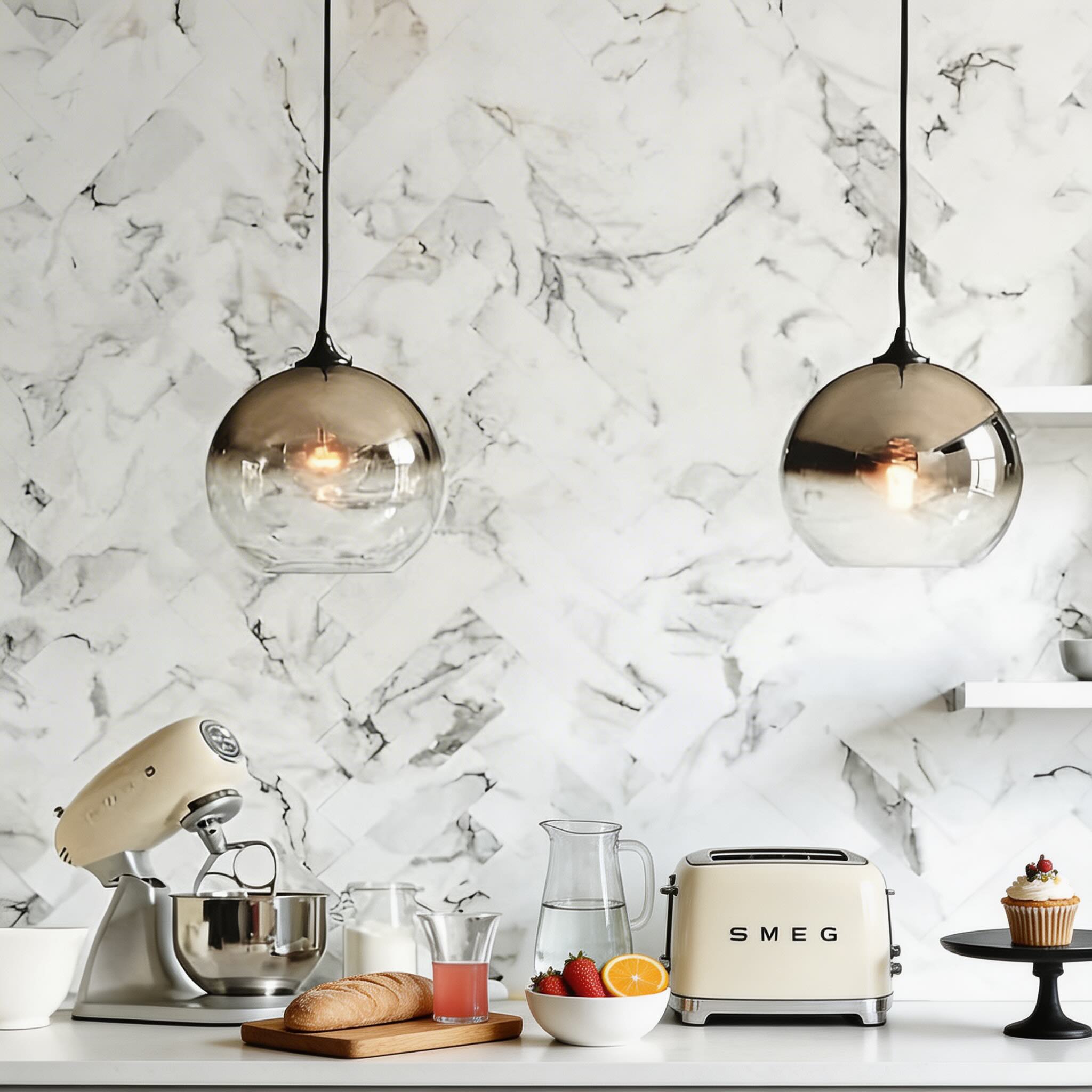 Moderne verstellbare Mini-Hängeleuchte aus kugelförmigem Glas | ribuella