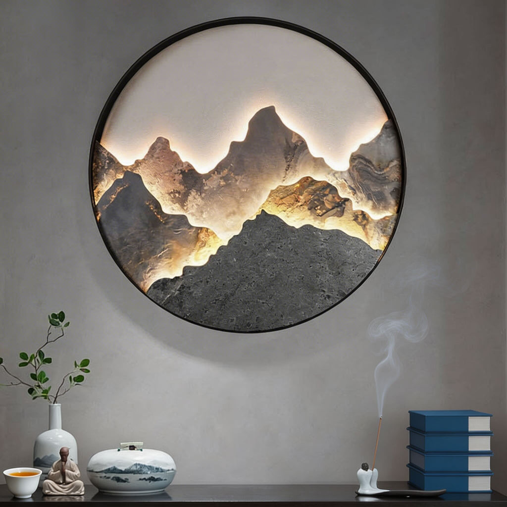 Modern Mountain LED Wall Light Wall Mounted Aluminum Frame Rock Finish Ambient Illumination 3000K Warm White | ribuella