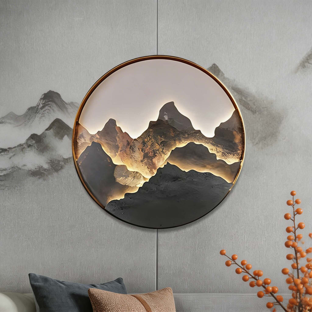 Modern Mountain LED Wall Light Wall Mounted Aluminum Frame Rock Finish Ambient Illumination 3000K Warm White | ribuella