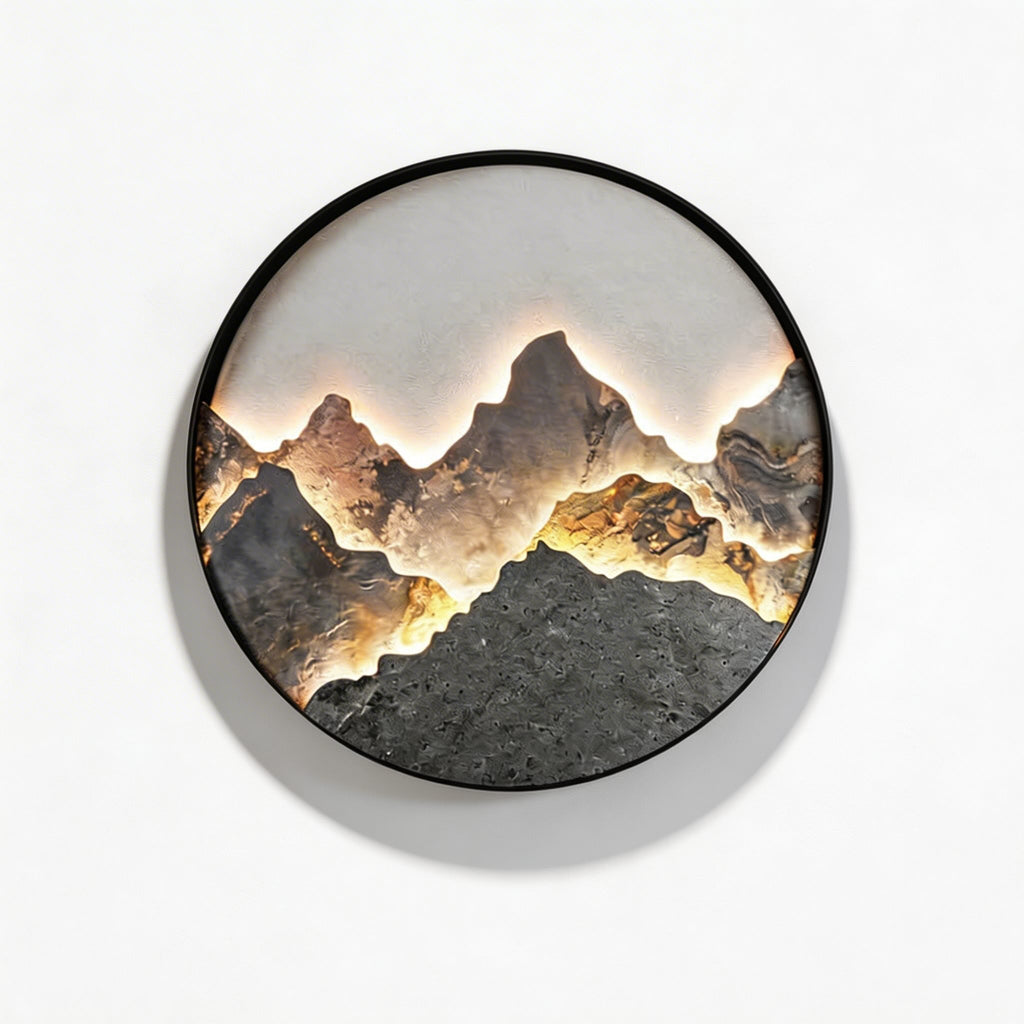Modern Mountain LED Wall Light Wall Mounted Aluminum Frame Rock Finish Ambient Illumination 3000K Warm White | ribuella