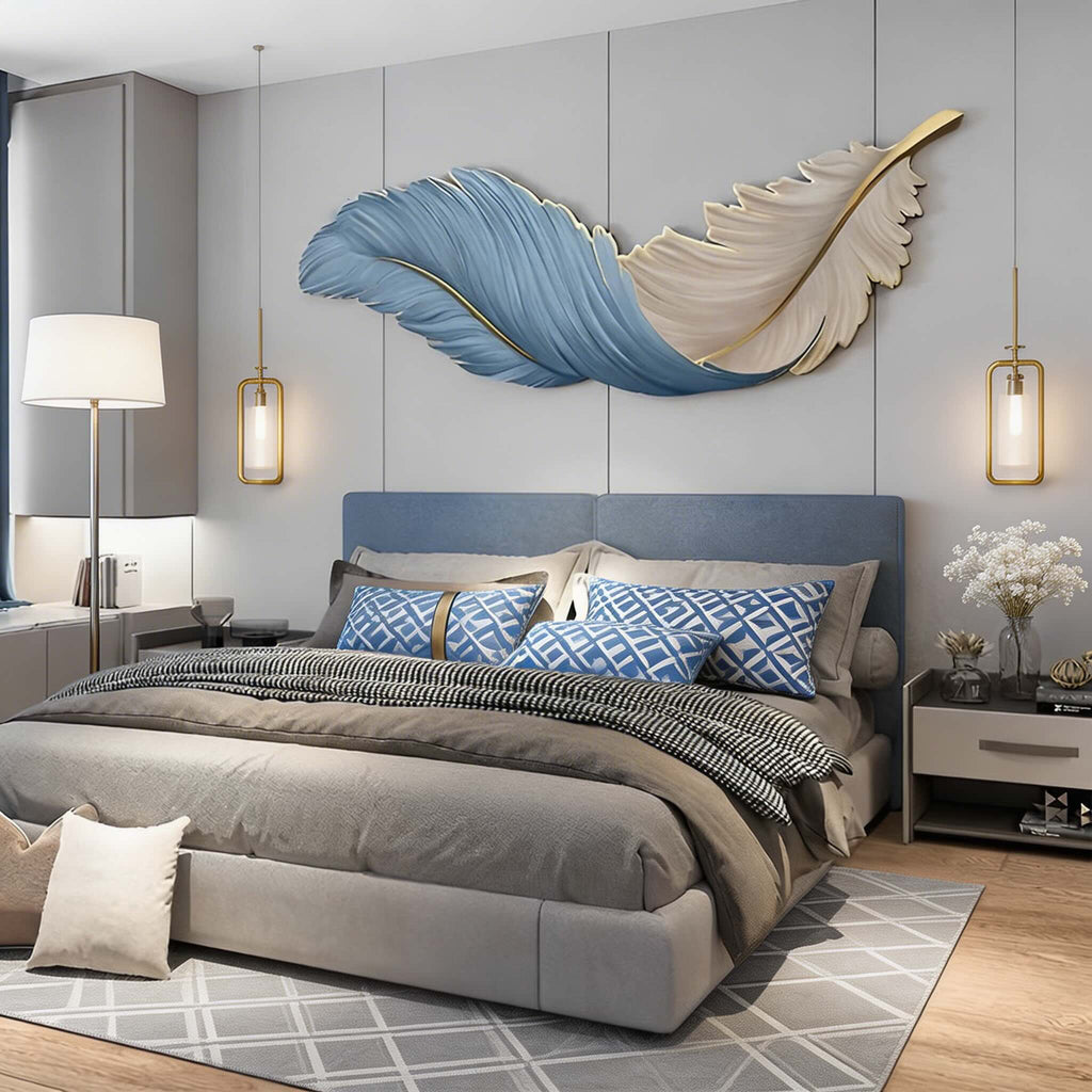 Applique murale moderne en forme de plume, alimentée par USB, avec bras réglable, LED et trois options de couleur | ribuella