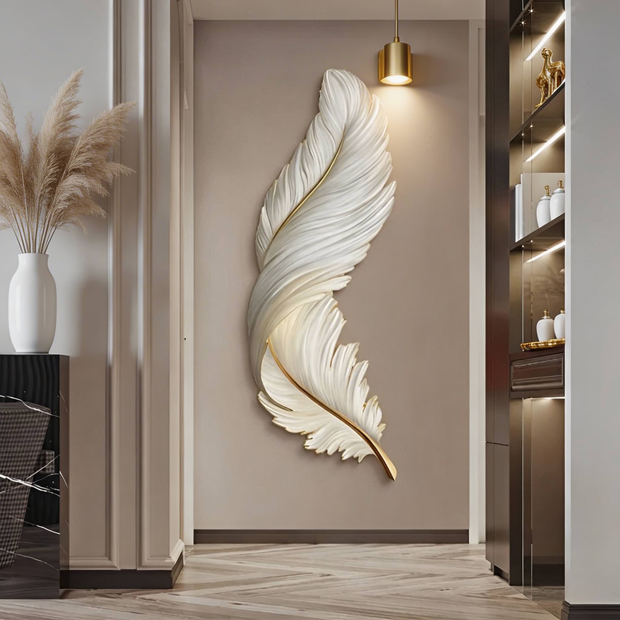 Applique murale moderne en forme de plume, alimentée par USB, avec bras réglable, LED et trois options de couleur | ribuella