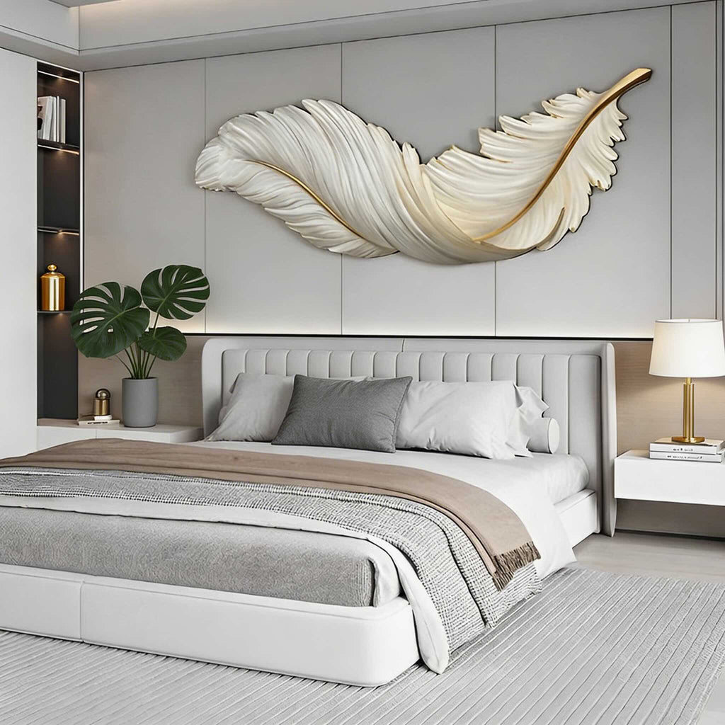 Applique murale moderne en forme de plume, alimentée par USB, avec bras réglable, LED et trois options de couleur | ribuella
