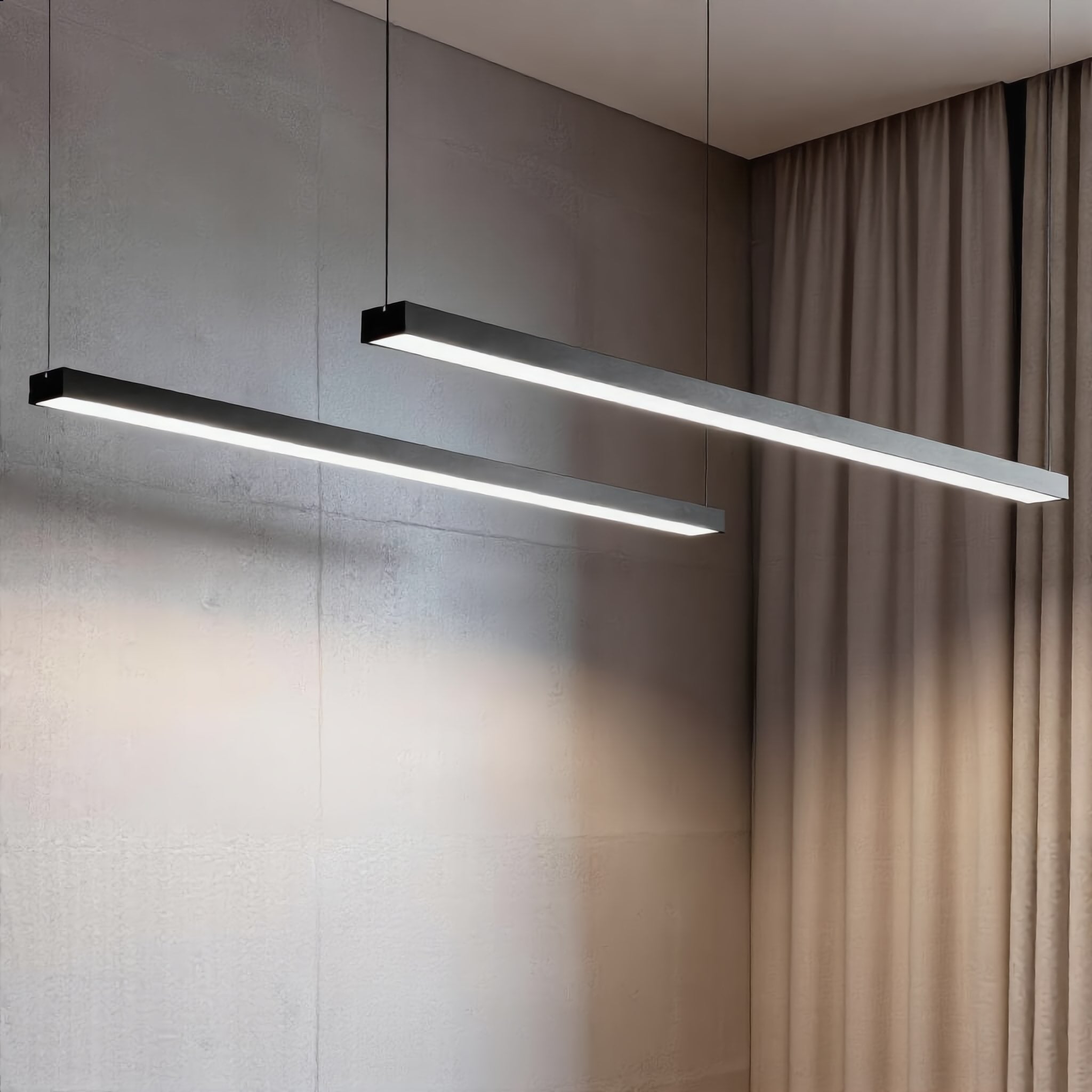 Modern Aluminum Linear LED Hanging Pendant Light | ribuella