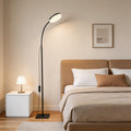 Modern Black Floor Lamp Adjustable Gooseneck LED Reading Light with Three Color Temperatures for Living Room Office | ribuella