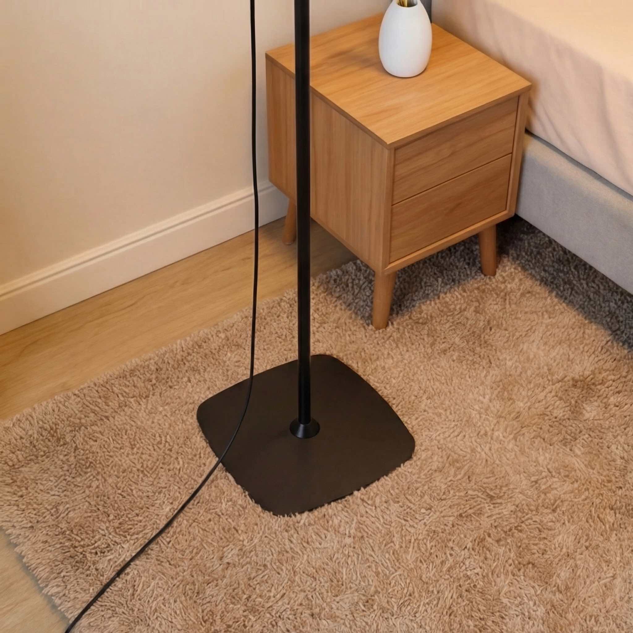 Modern Black Floor Lamp Adjustable Gooseneck LED Reading Light with Three Color Temperatures for Living Room Office | ribuella