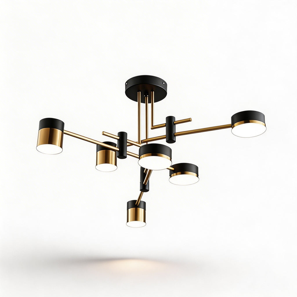 Moderne Sputnik-Deckenleuchte, verstellbar, LED, dimmbar, Eisen und Acryl, Optionen mit 4, 6 oder 8 Leuchten | ribuella