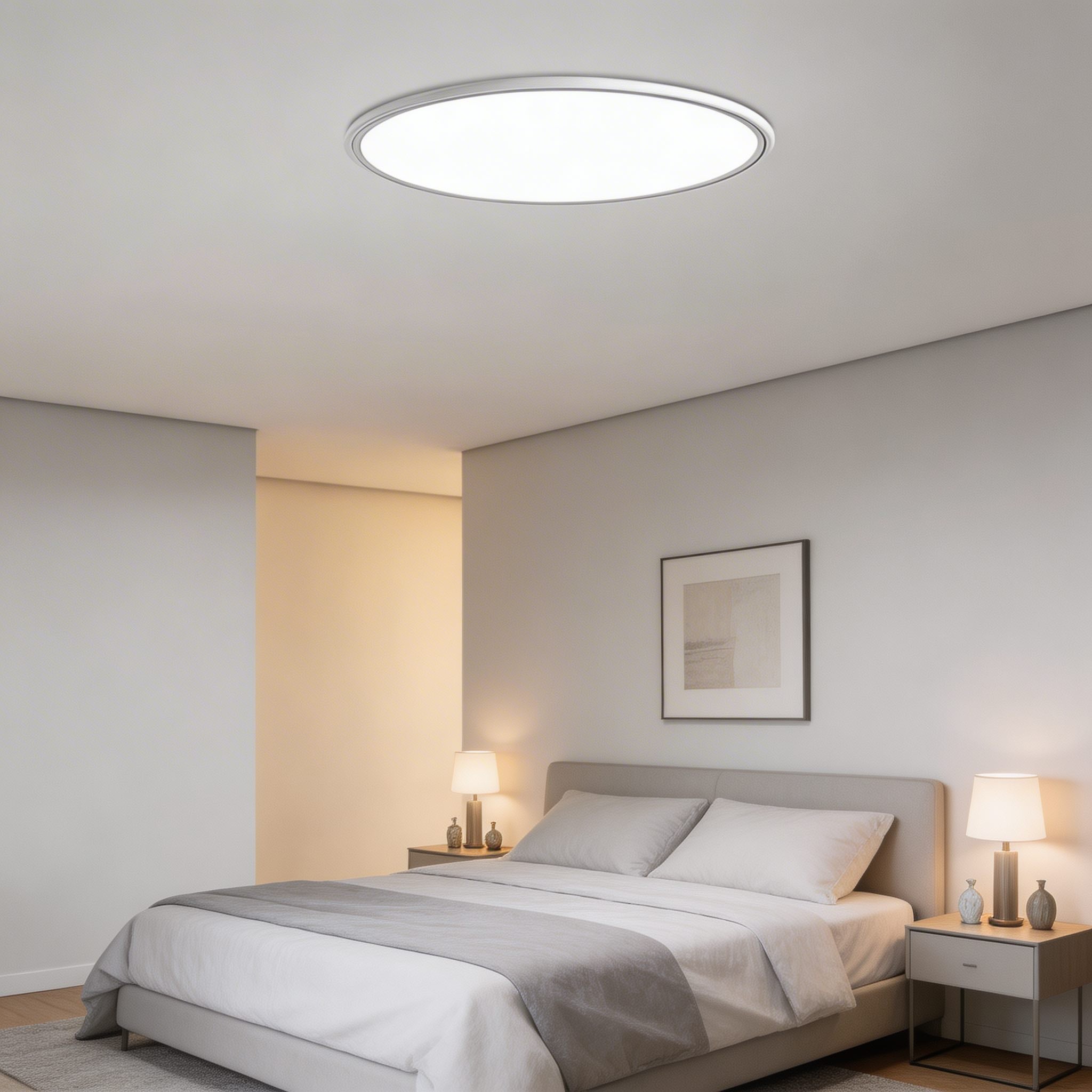 Moderne runde LED-Deckenleuchte zur Aufputzmontage aus Aluminium und Acryl, dimmbar, 72 W, 3430 LM | ribuella