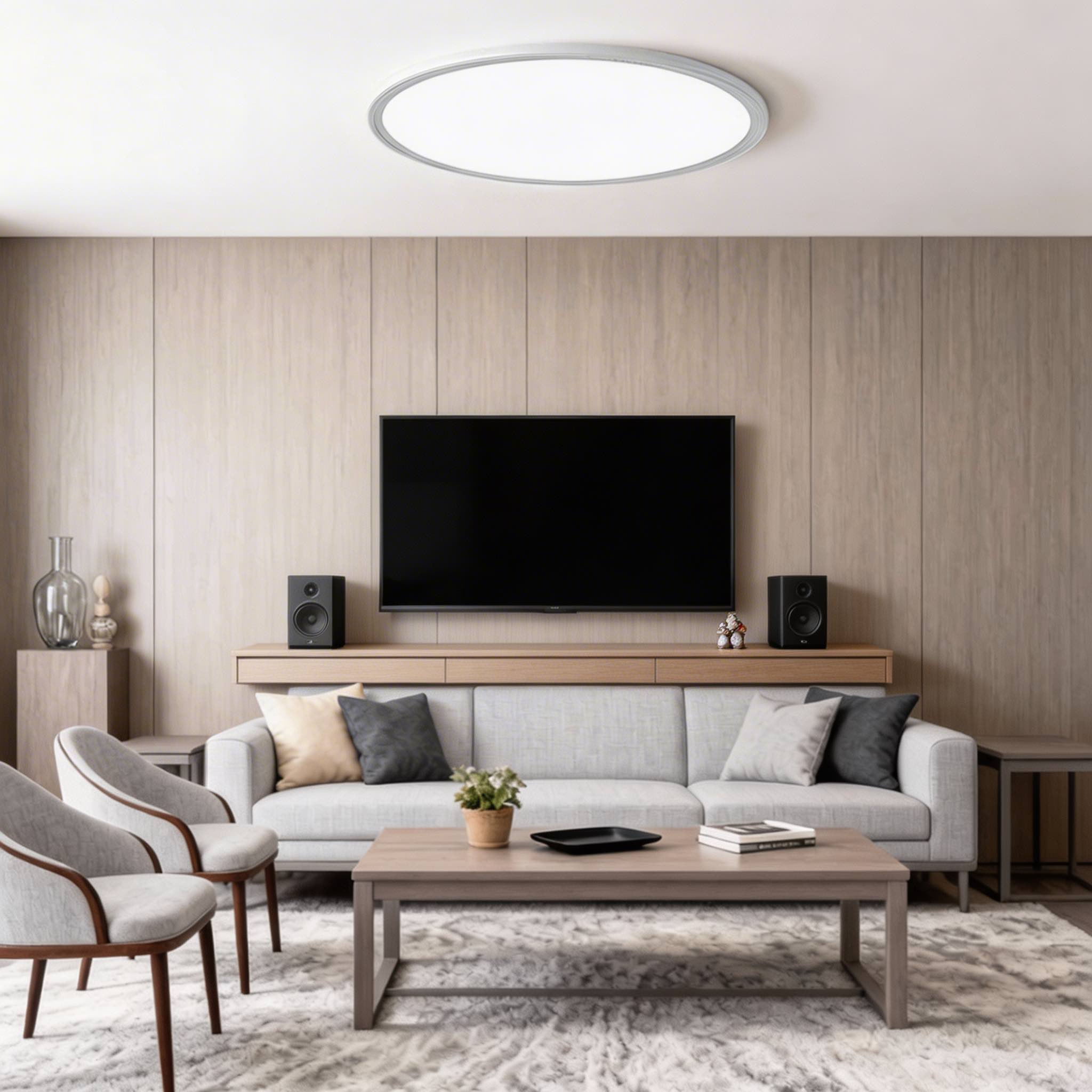 Moderne runde LED-Deckenleuchte zur Aufputzmontage aus Aluminium und Acryl, dimmbar, 72 W, 3430 LM | ribuella