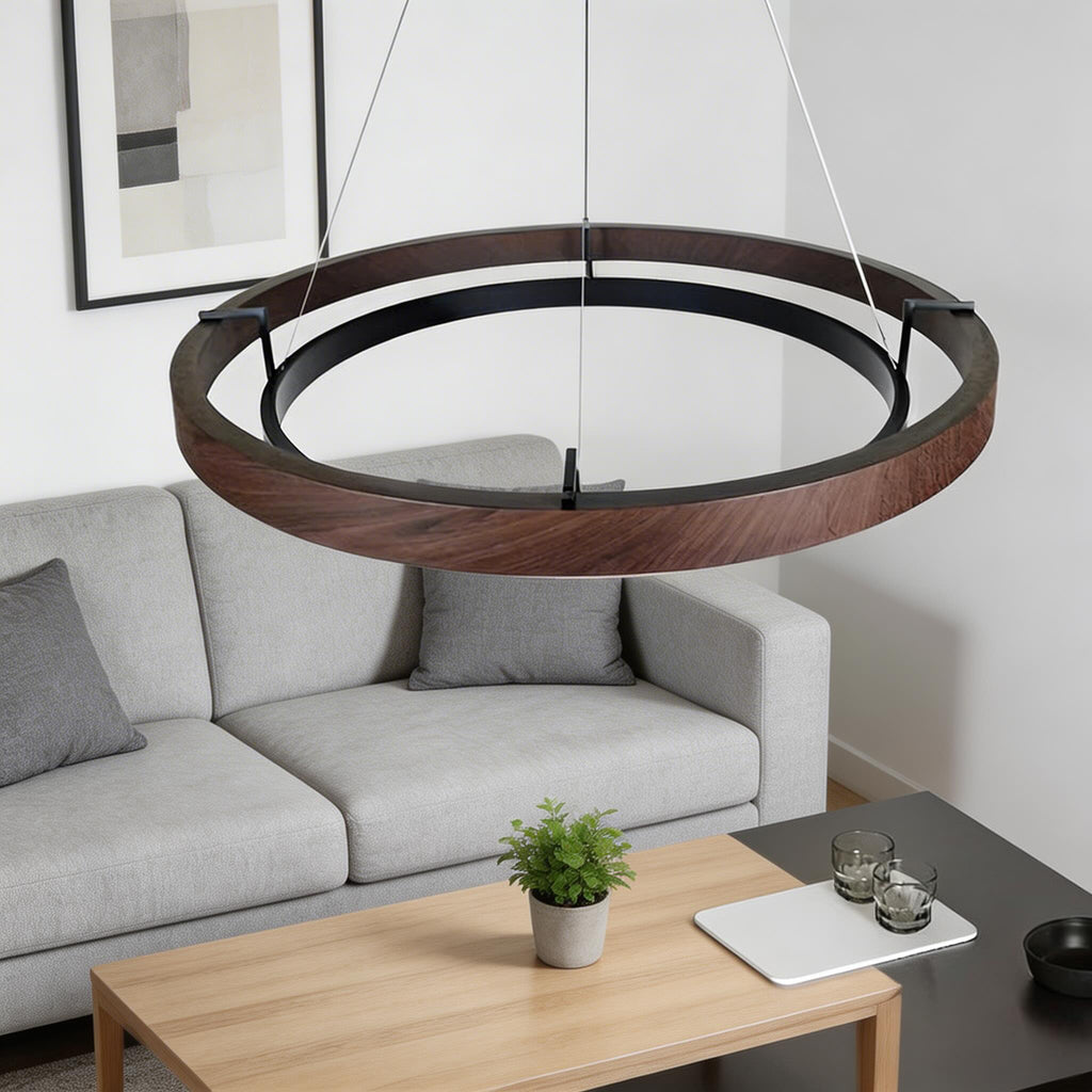 Moderne schwarze Pendelleuchte, verstellbare Hängeleuchte aus Eisen und Acryl mit LED und drei Farbtemperaturen | ribuella