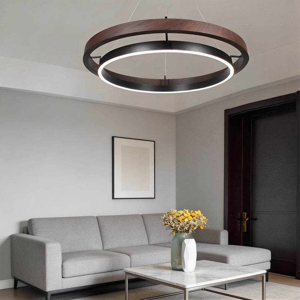 Moderne schwarze Pendelleuchte, verstellbare Hängeleuchte aus Eisen und Acryl mit LED und drei Farbtemperaturen | ribuella