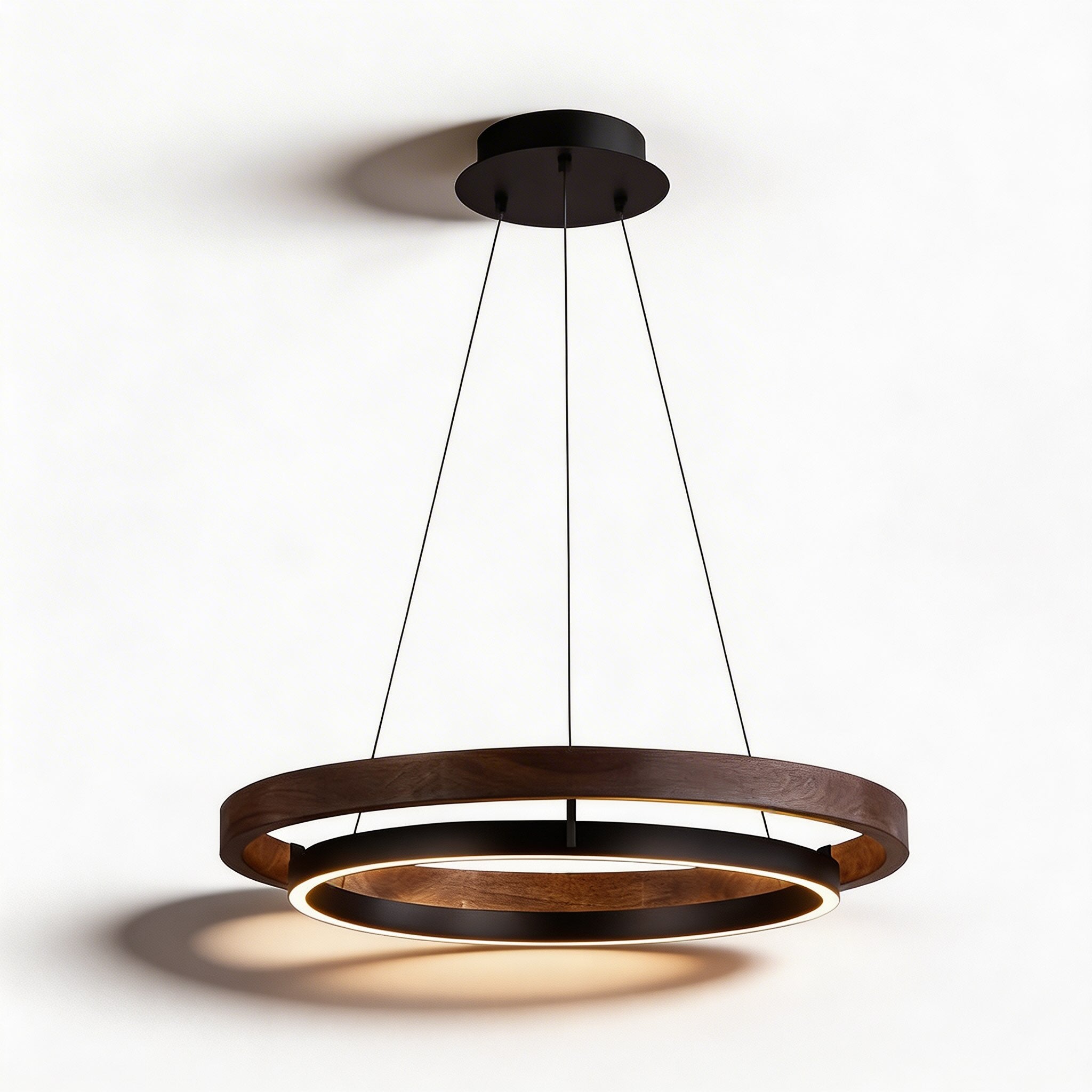 Moderne schwarze Pendelleuchte, verstellbare Hängeleuchte aus Eisen und Acryl mit LED und drei Farbtemperaturen | ribuella