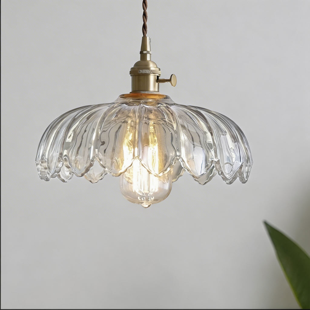 Verstellbare Mini-Pendelleuchte im nordischen Stil aus Glas mit floralem Design | ribuella