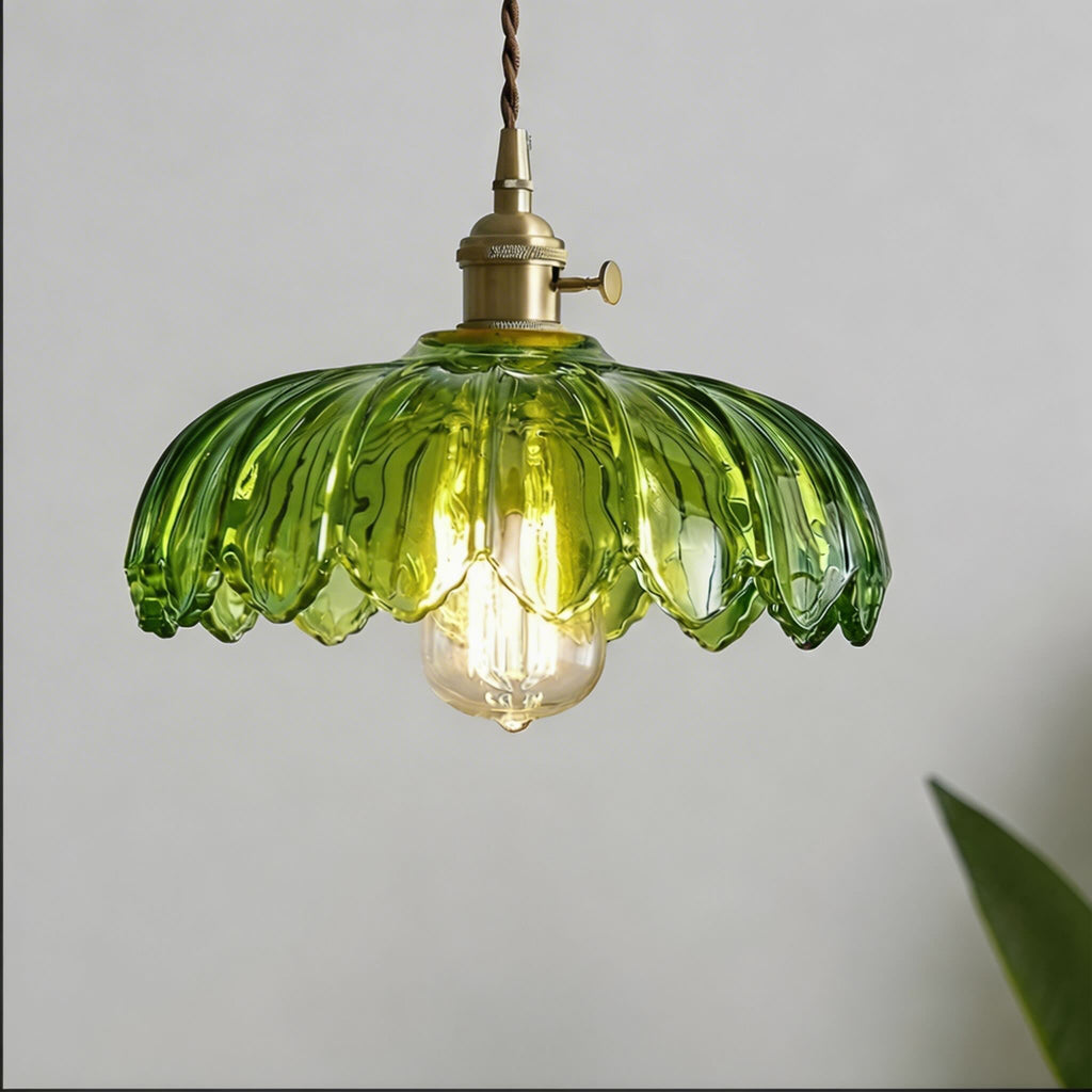 Verstellbare Mini-Pendelleuchte im nordischen Stil aus Glas mit floralem Design | ribuella