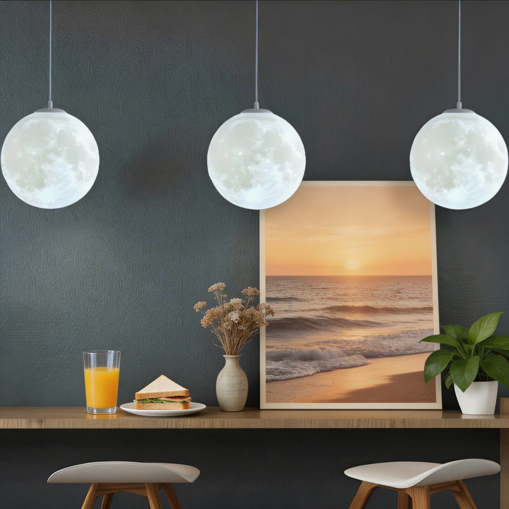 Modern Moon Globe Adjustable Hanging Pendant Light | ribuella
