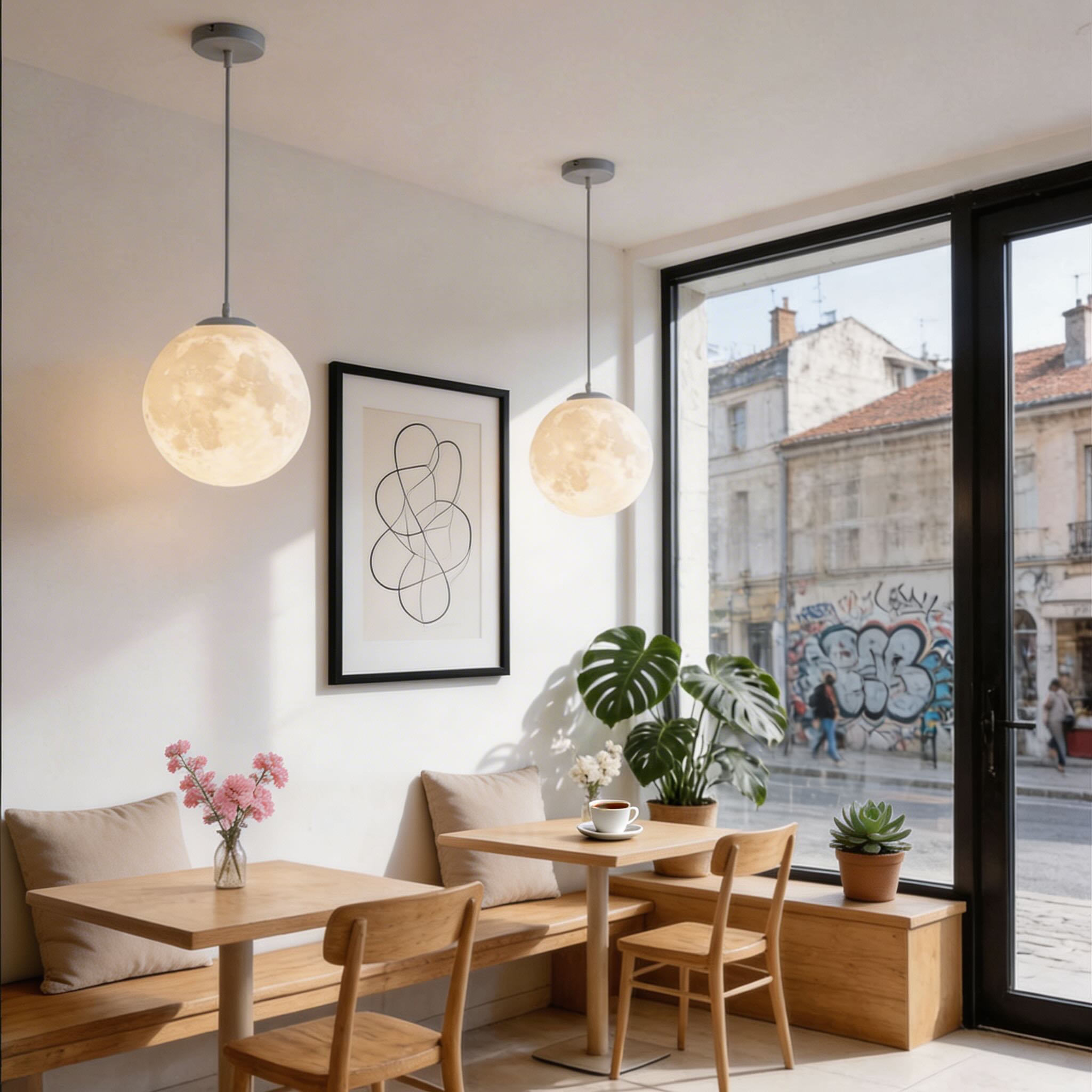 Modern Moon Globe Adjustable Hanging Pendant Light | ribuella