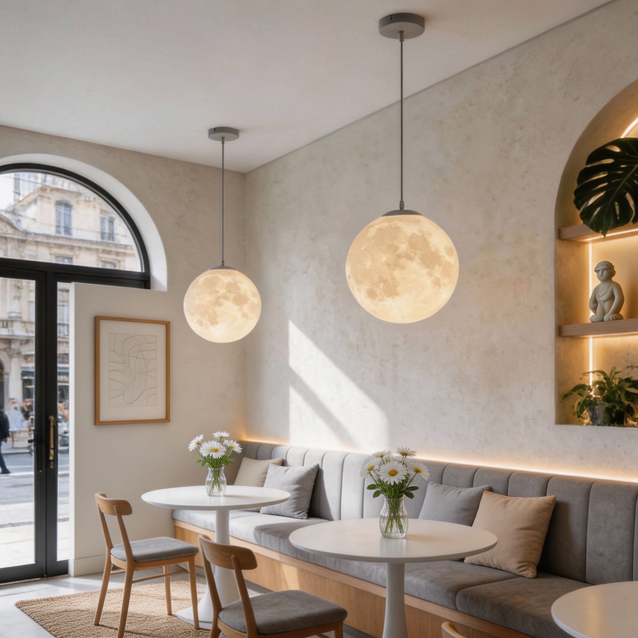 Modern Moon Globe Adjustable Hanging Pendant Light | ribuella