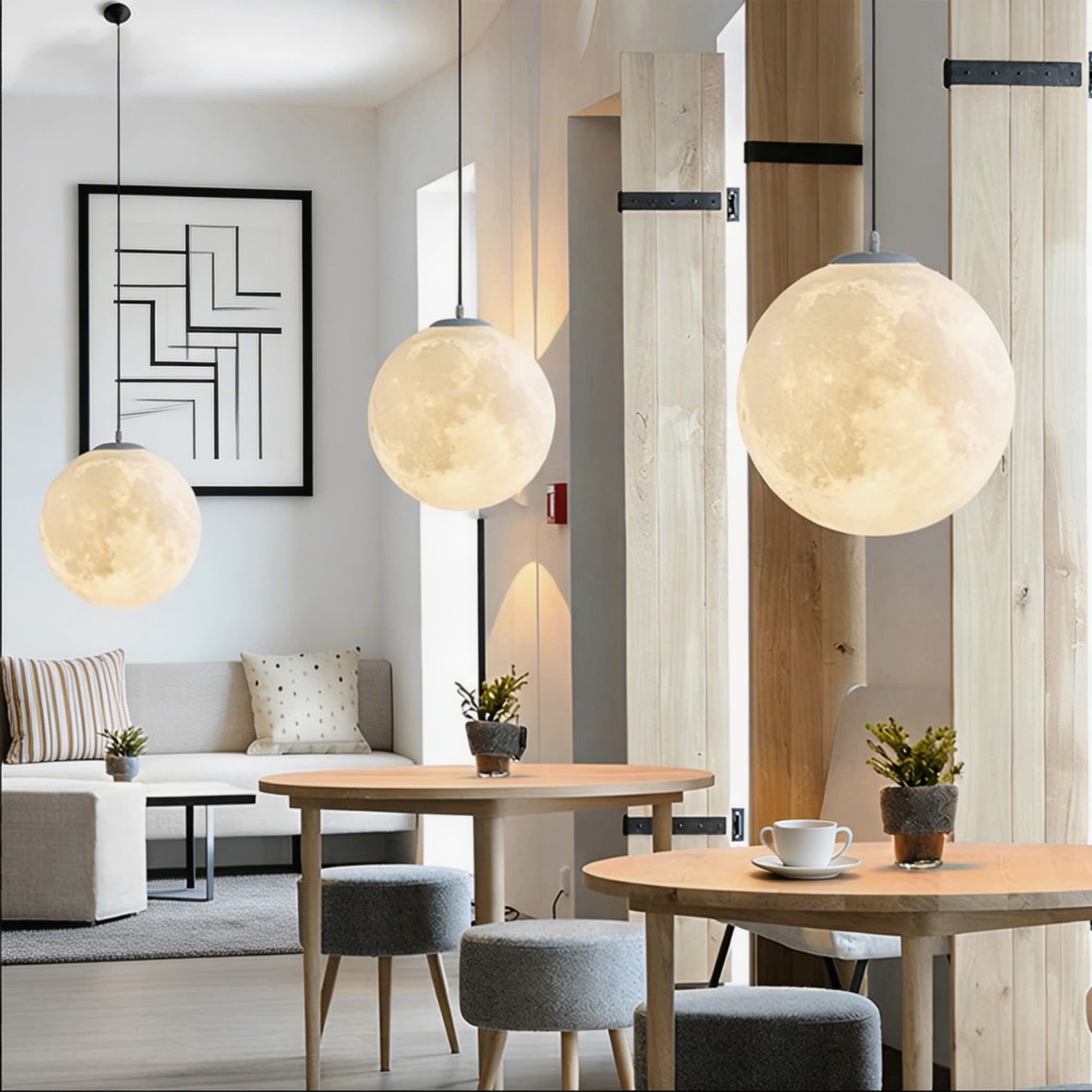 Modern Moon Globe Adjustable Hanging Pendant Light | ribuella