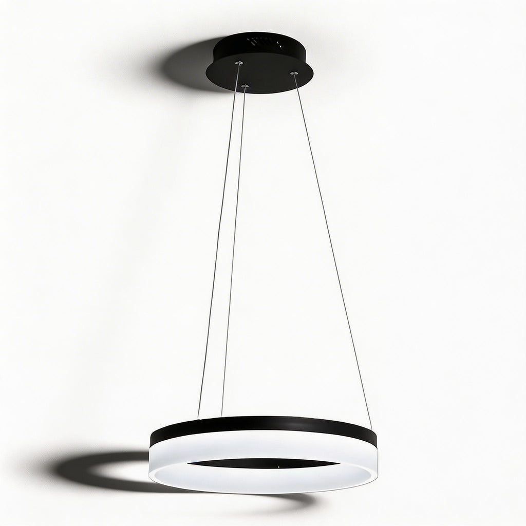 Modern Black Pendant Light Adjustable Aluminum Hanging Light with Dimmable LED and Acrylic Shade | ribuella