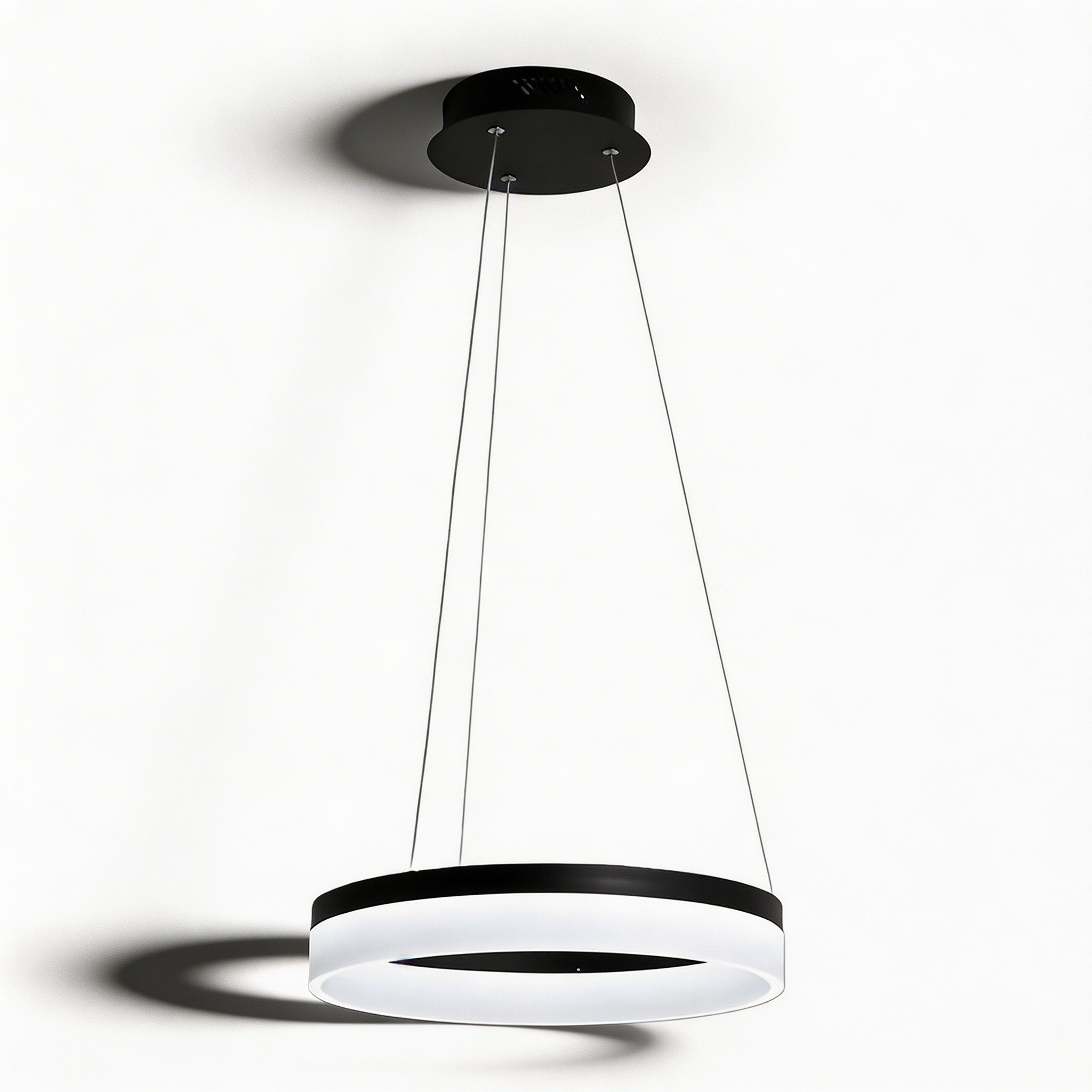 Modern Black Pendant Light Adjustable Aluminum Hanging Light with Dimmable LED and Acrylic Shade | ribuella