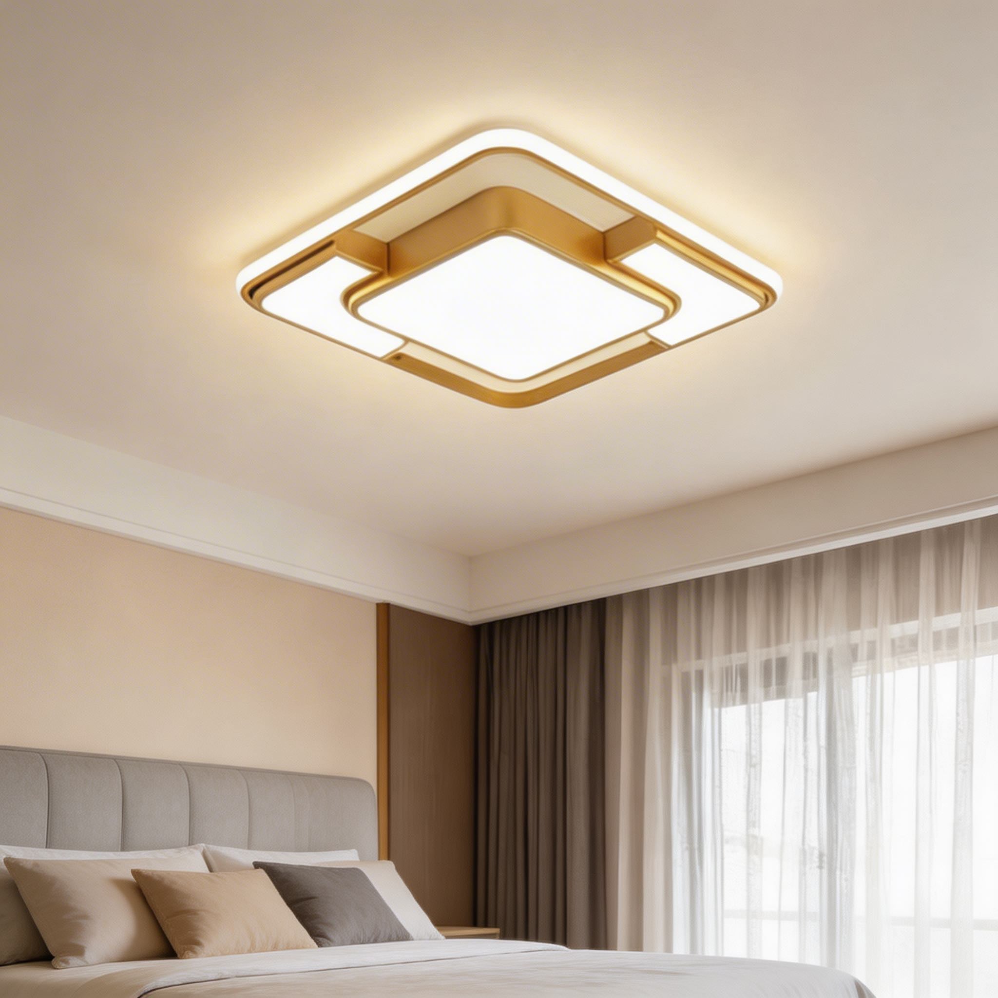 Moderne flächenbündige Deckenleuchte mit LED-Acrylschirm, energieeffizientem minimalistischen Design und geometrischer 3D-Leuchte | ribuella