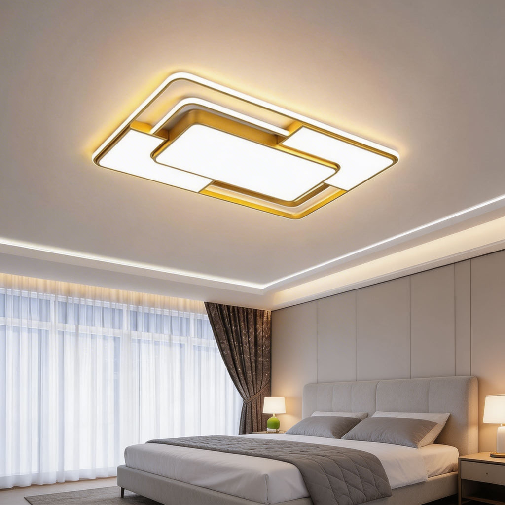 Moderne flächenbündige Deckenleuchte mit LED-Acrylschirm, energieeffizientem minimalistischen Design und geometrischer 3D-Leuchte | ribuella