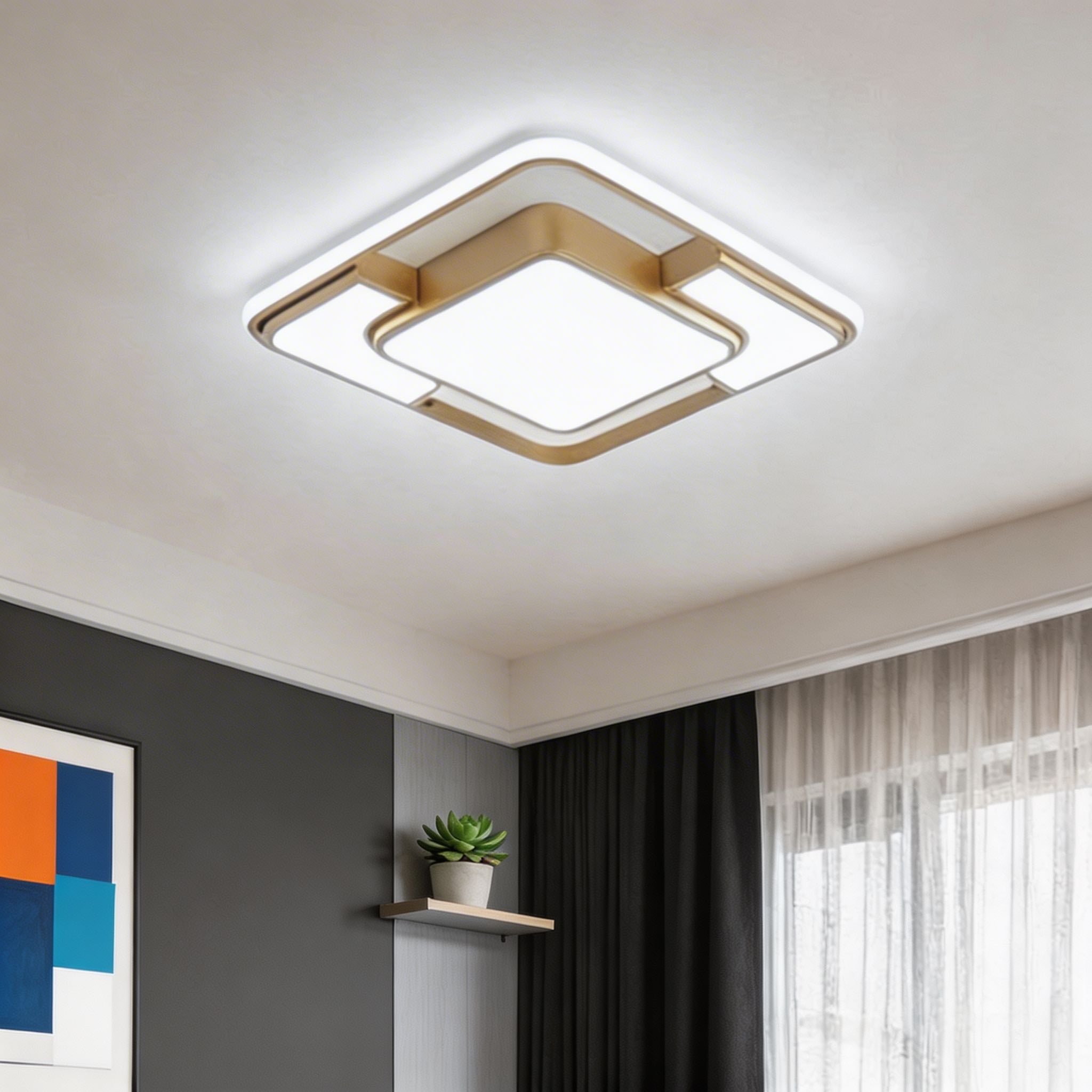 Moderne flächenbündige Deckenleuchte mit LED-Acrylschirm, energieeffizientem minimalistischen Design und geometrischer 3D-Leuchte | ribuella