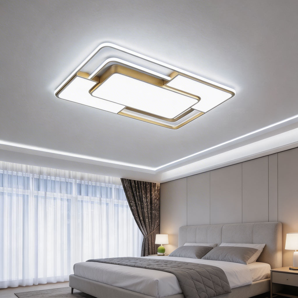 Moderne flächenbündige Deckenleuchte mit LED-Acrylschirm, energieeffizientem minimalistischen Design und geometrischer 3D-Leuchte | ribuella