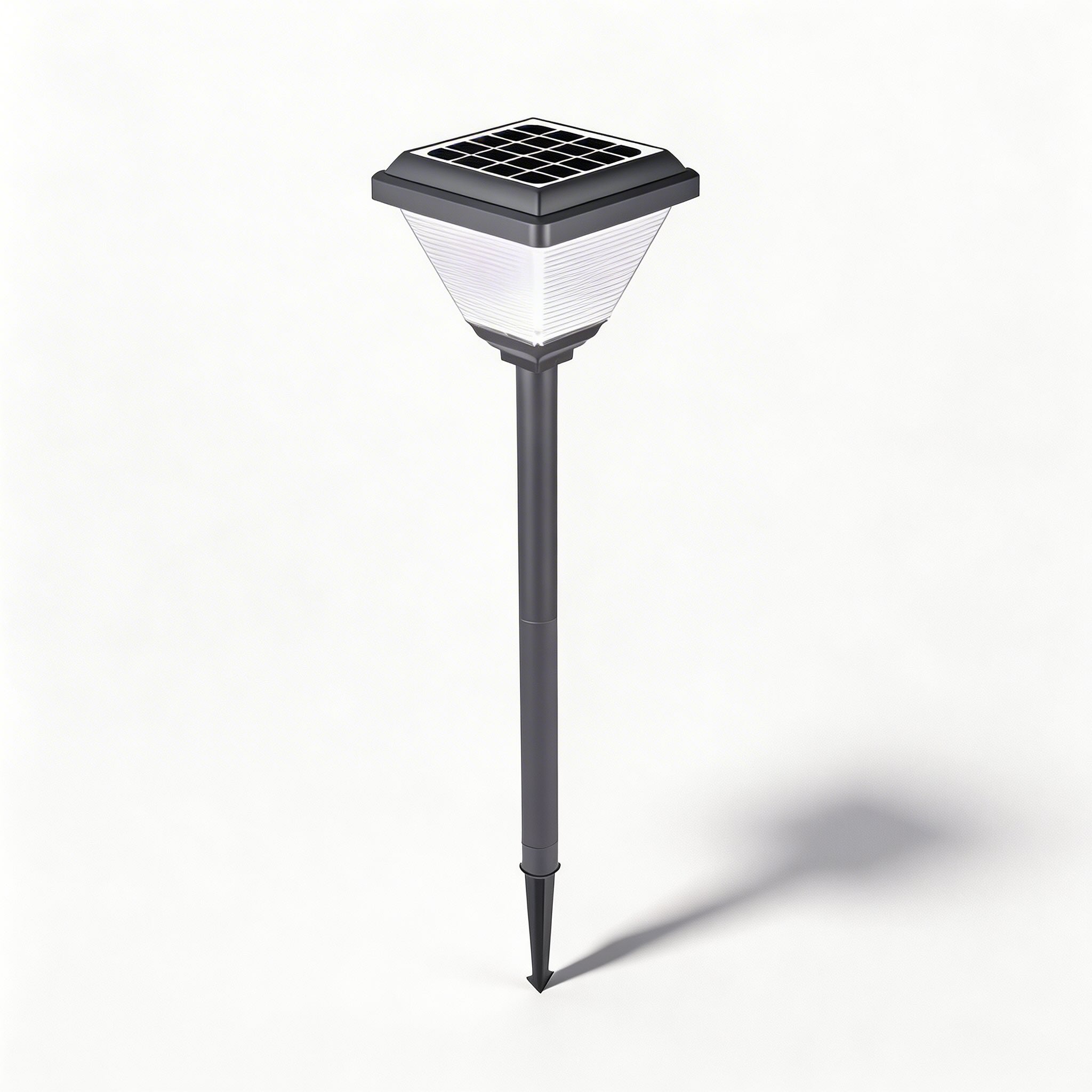 Modern Solar Garden Light 21.65 in Post Fixture with Geometric Translucent Shade LED for Outdoor Use | ribuella
