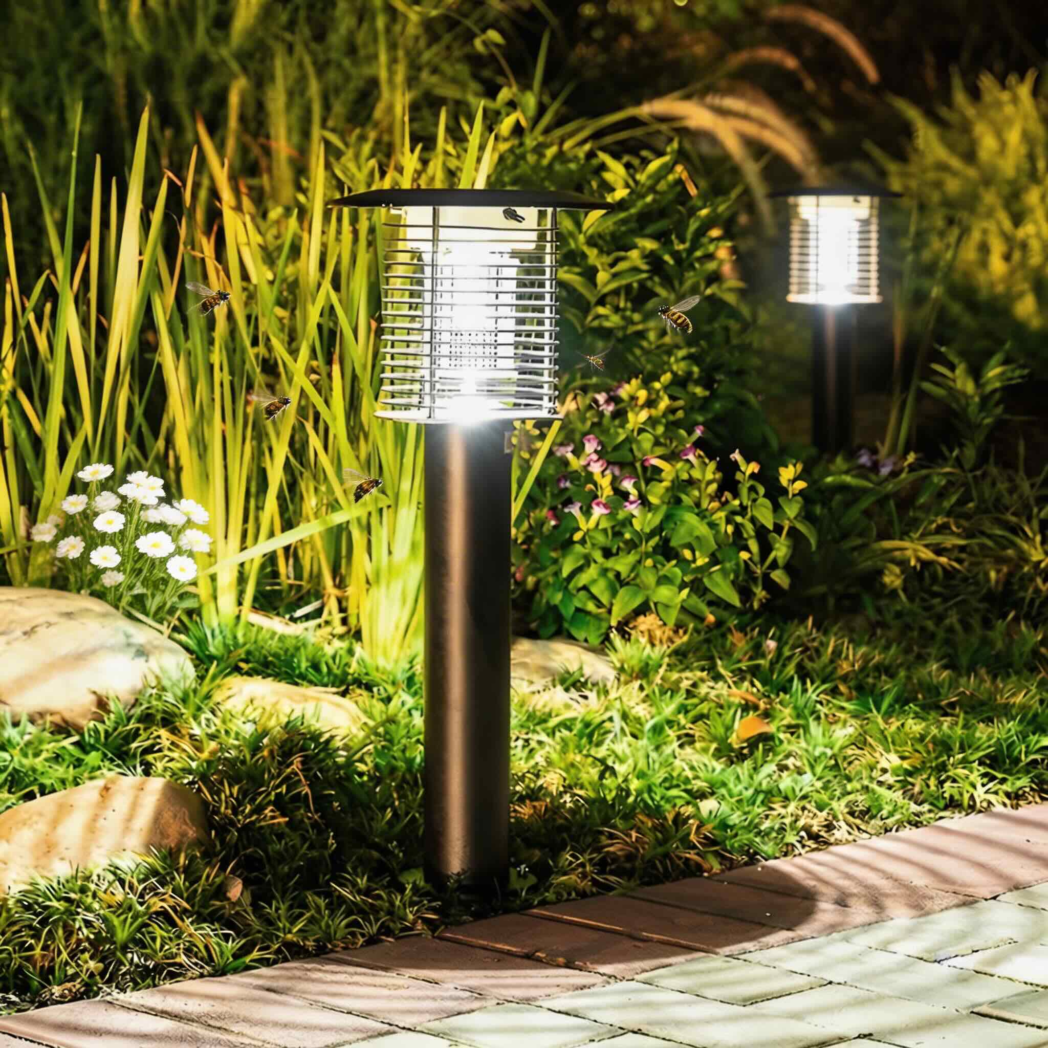 Moderne Solar-Wegbeleuchtung mit dualer Aufladung, Edelstahl 304, LED-Beleuchtung für den Außenbereich | ribuella