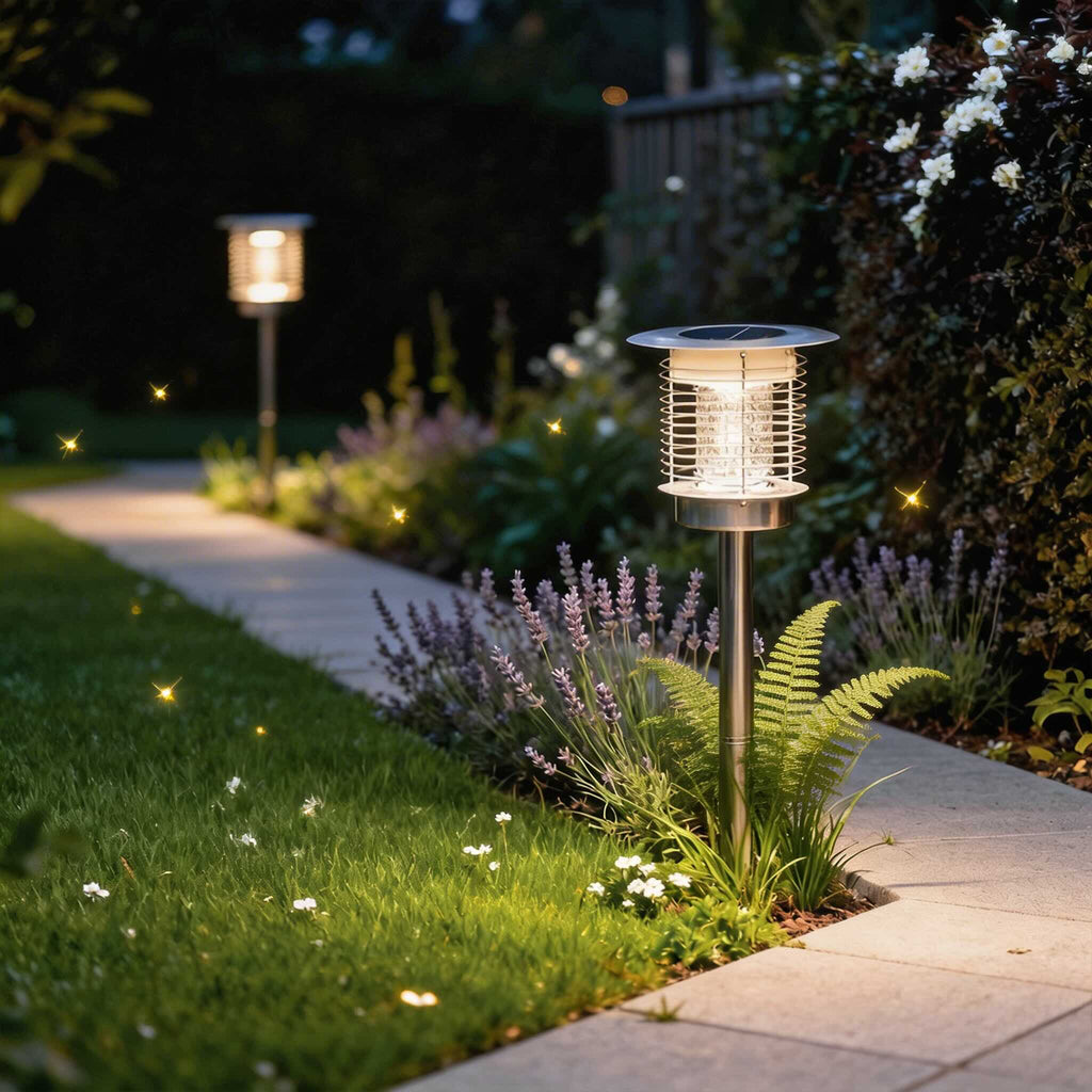 Moderne Solar-Wegbeleuchtung mit dualer Aufladung, Edelstahl 304, LED-Beleuchtung für den Außenbereich | ribuella