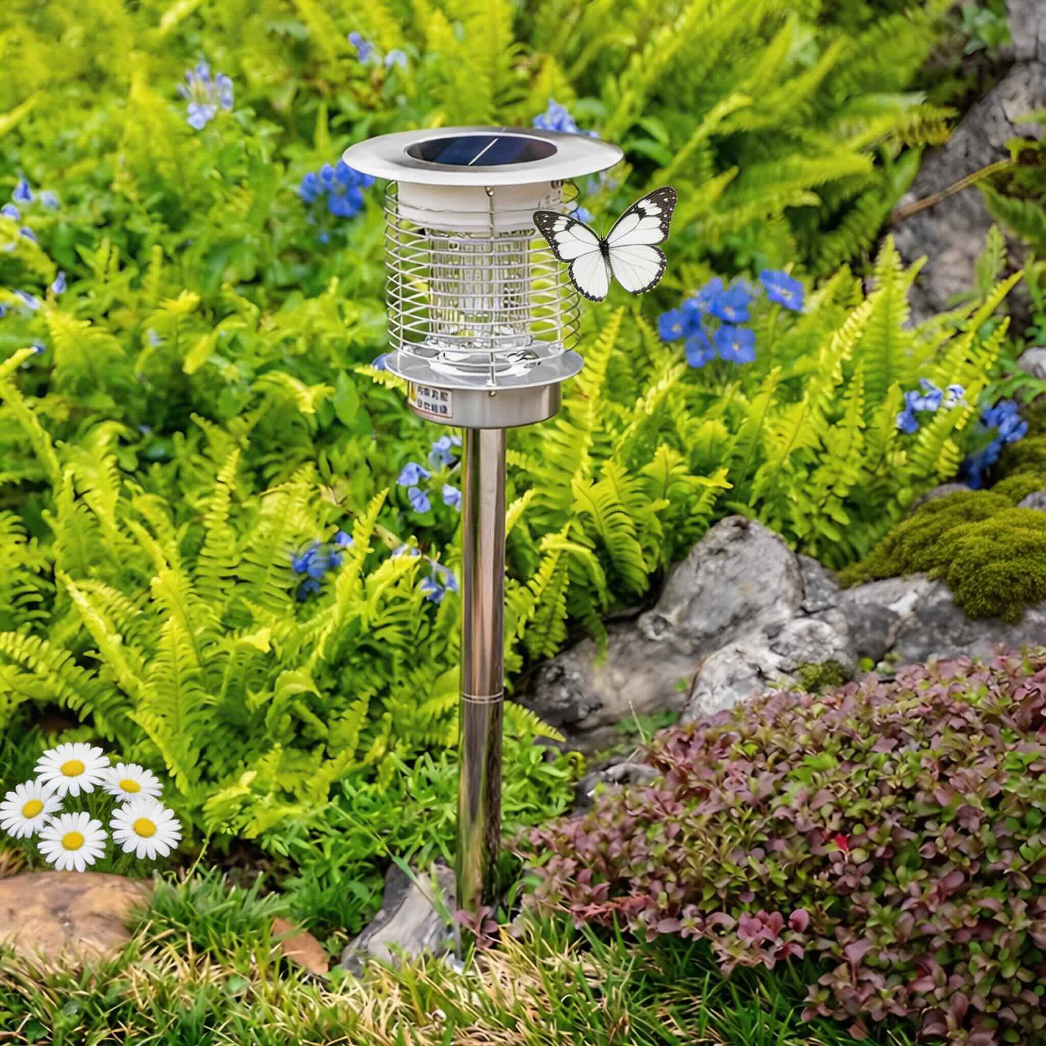 Moderne Solar-Wegbeleuchtung mit dualer Aufladung, Edelstahl 304, LED-Beleuchtung für den Außenbereich | ribuella