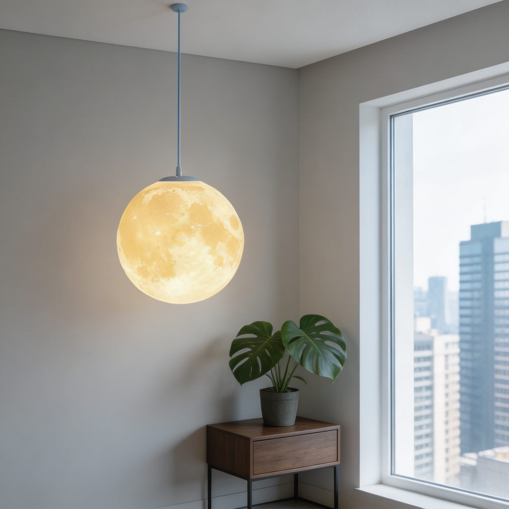 Modern Moon Globe Adjustable Hanging Pendant Light | ribuella