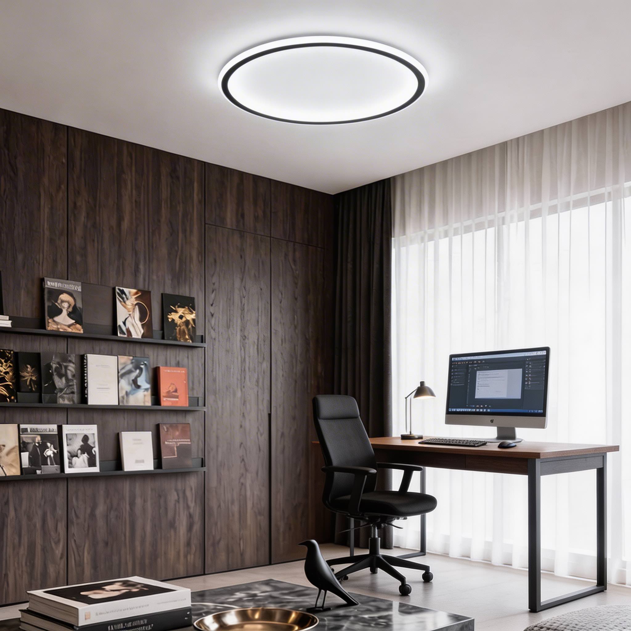 Moderní stropní LED svítidlo s kovovým rámem, akrylátovým stínidlem, stmíváním, dálkovým ovládáním, 28 W, 1960 lm | ribuella