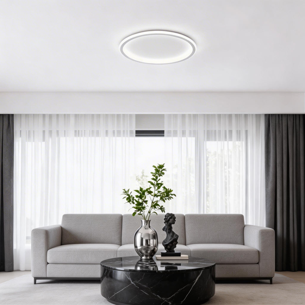 Moderní stropní LED svítidlo s kovovým rámem, akrylátovým stínidlem, stmíváním, dálkovým ovládáním, 28 W, 1960 lm | ribuella